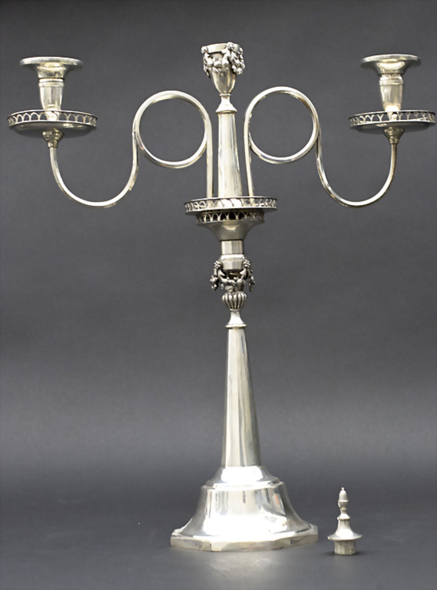 2-armiger Empire Kerzenleuchter / A silver candleholder, Breslau um 1800 - Bild 10 aus 20
