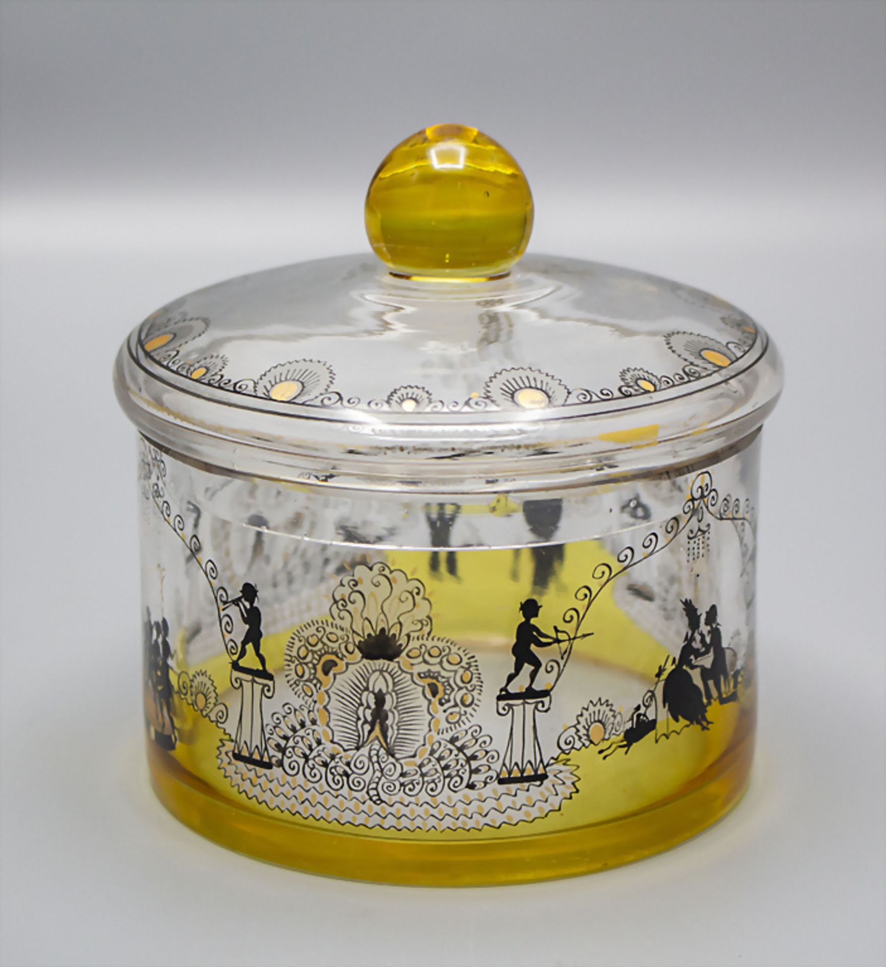 Jugendstil Deckeldose mit Silhouettenmalerei / An Bohemian Art Nouveau lidded jar with ... - Image 2 of 6