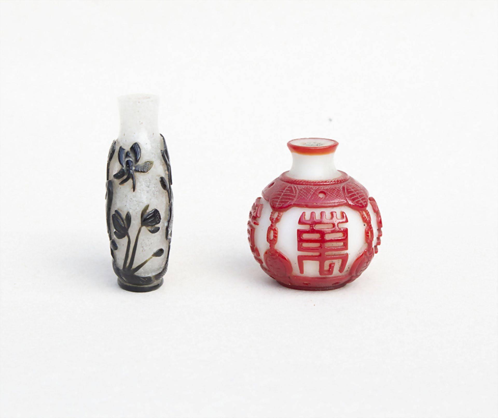 Zwei Glas Schnupftabak Fläschchen / Two glass snuff bottles, China, Qing-Zeit, Beginn 20. Jh. - Image 2 of 4