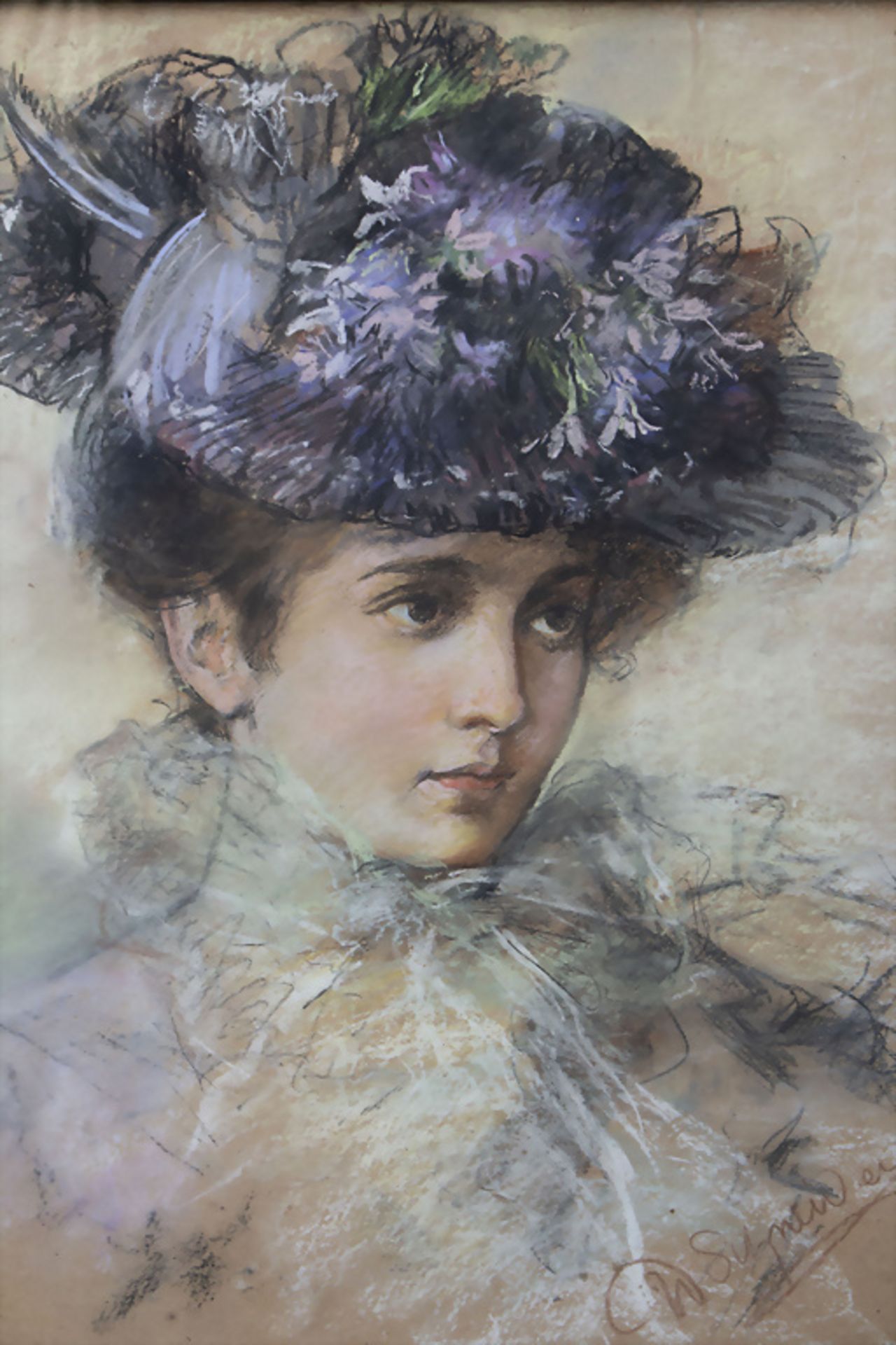 Wilhem SCHNEIDER (1896-1958), 'Dame mit Glockenblumenhut' / 'Lady with bellflower hat', um 1926 - Image 3 of 5