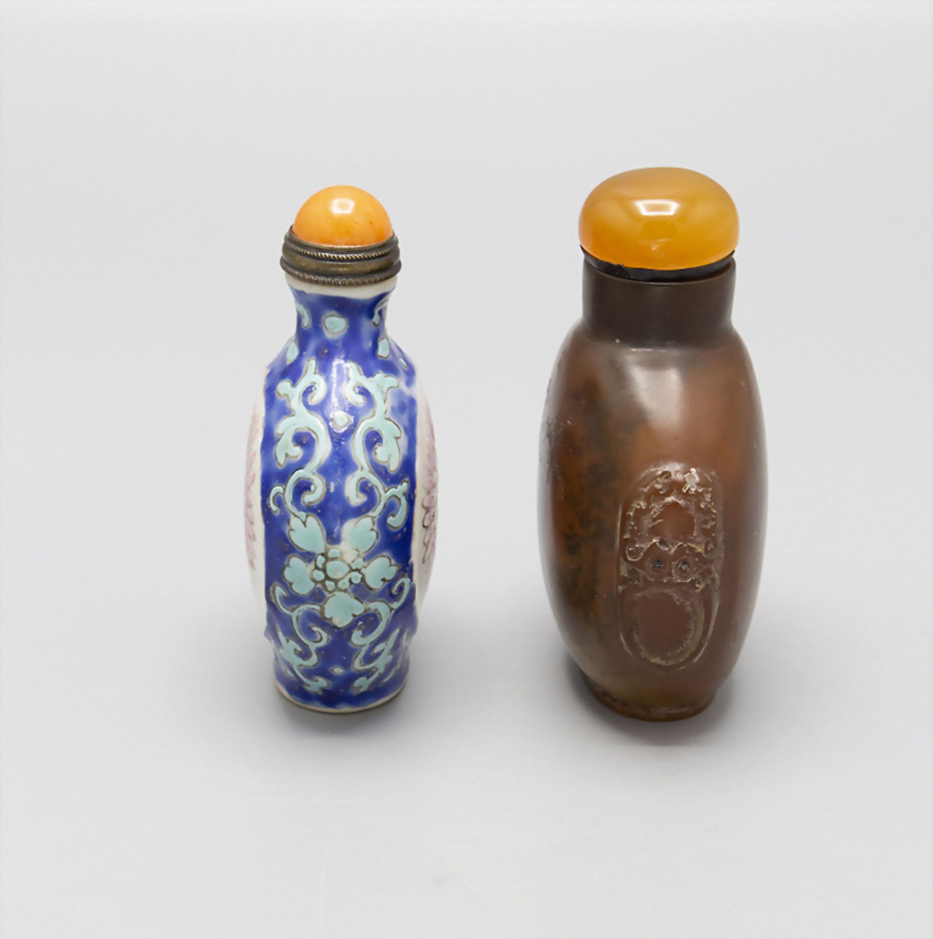 Zwei Schnupftabak Fläschchen / Two snuff bottles, China, Qing-Zeit, 19.-20. Jh. - Bild 2 aus 4