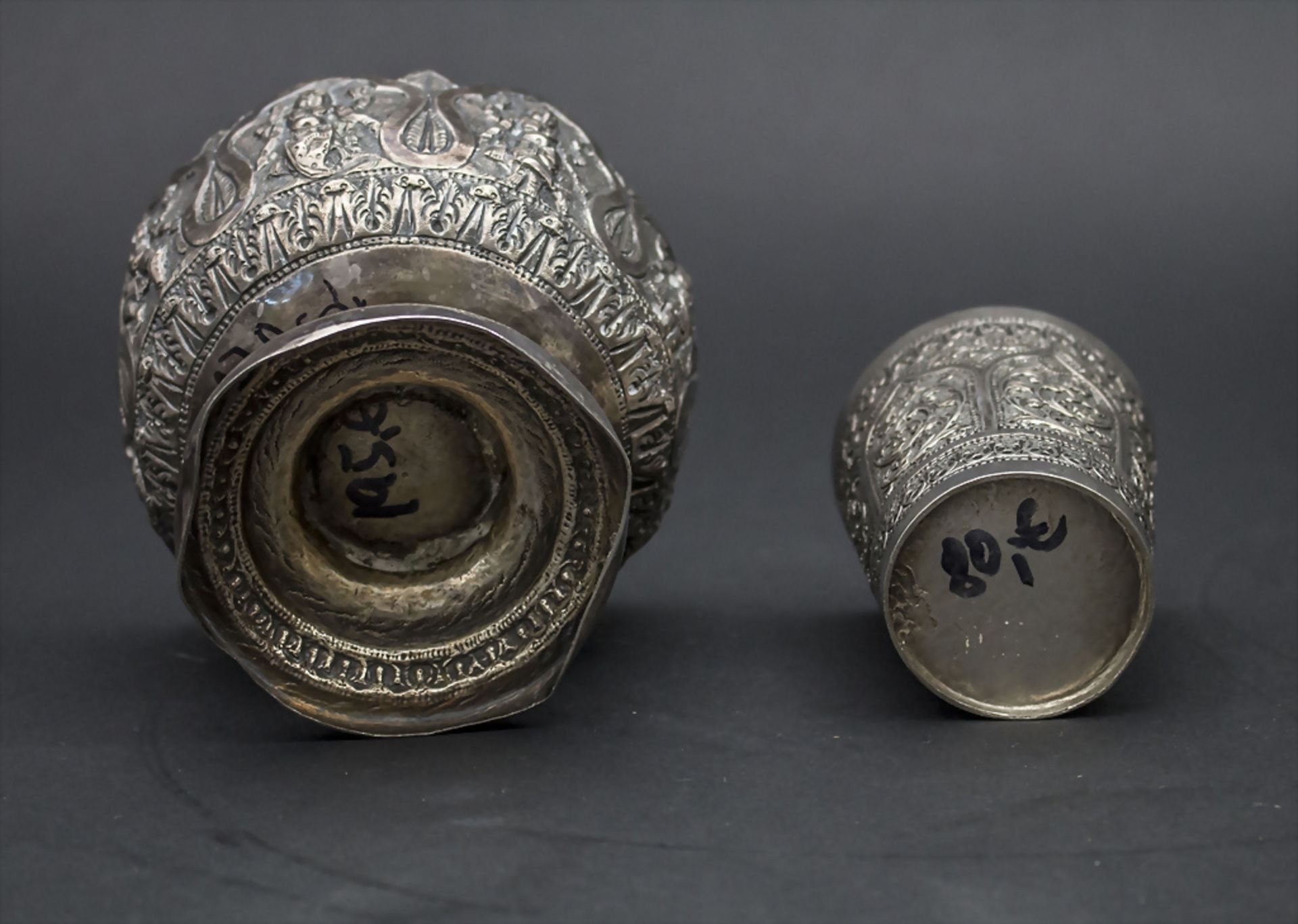 Silber Lotusschale und Becher / A silver lotus bowl and beaker, Thailand - Image 3 of 6
