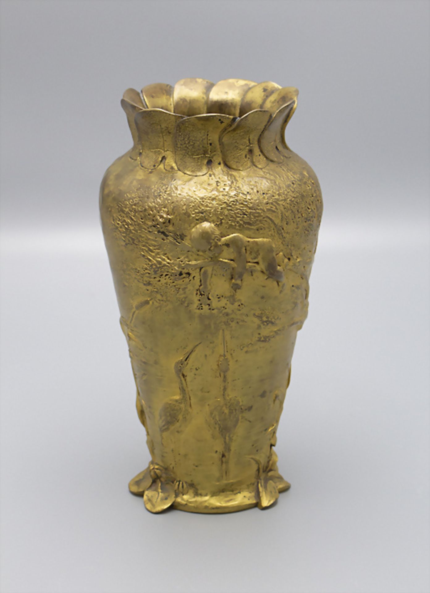 Jugendstil Bronze Vase / Art Nouveau gilt bronze vase, Joe Descomps & Louchet, Paris, um 1900