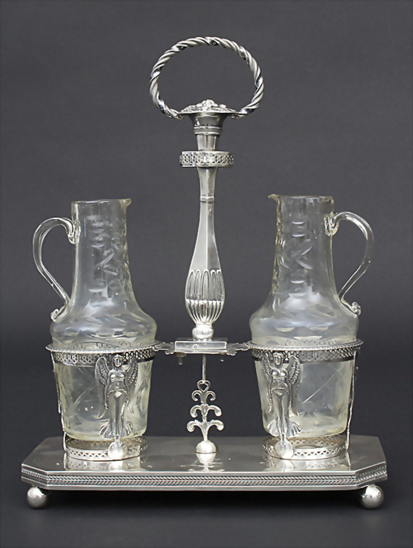 Empire-Huiliere / Menage / A silver oil and vinegar cruet set, Pierre-Jacques Meurice, Paris, ...