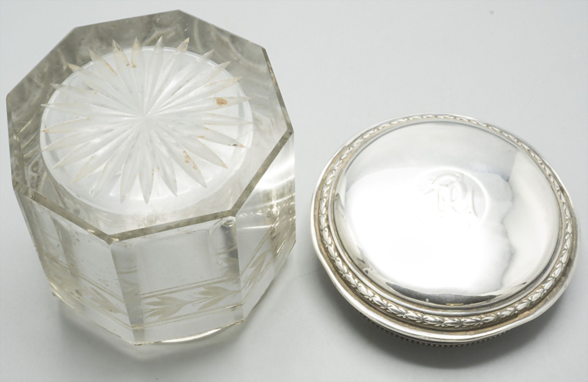 Glasdose mit Silberdeckel / A glass box with silver cover, Paris, um 1880 - Bild 4 aus 5