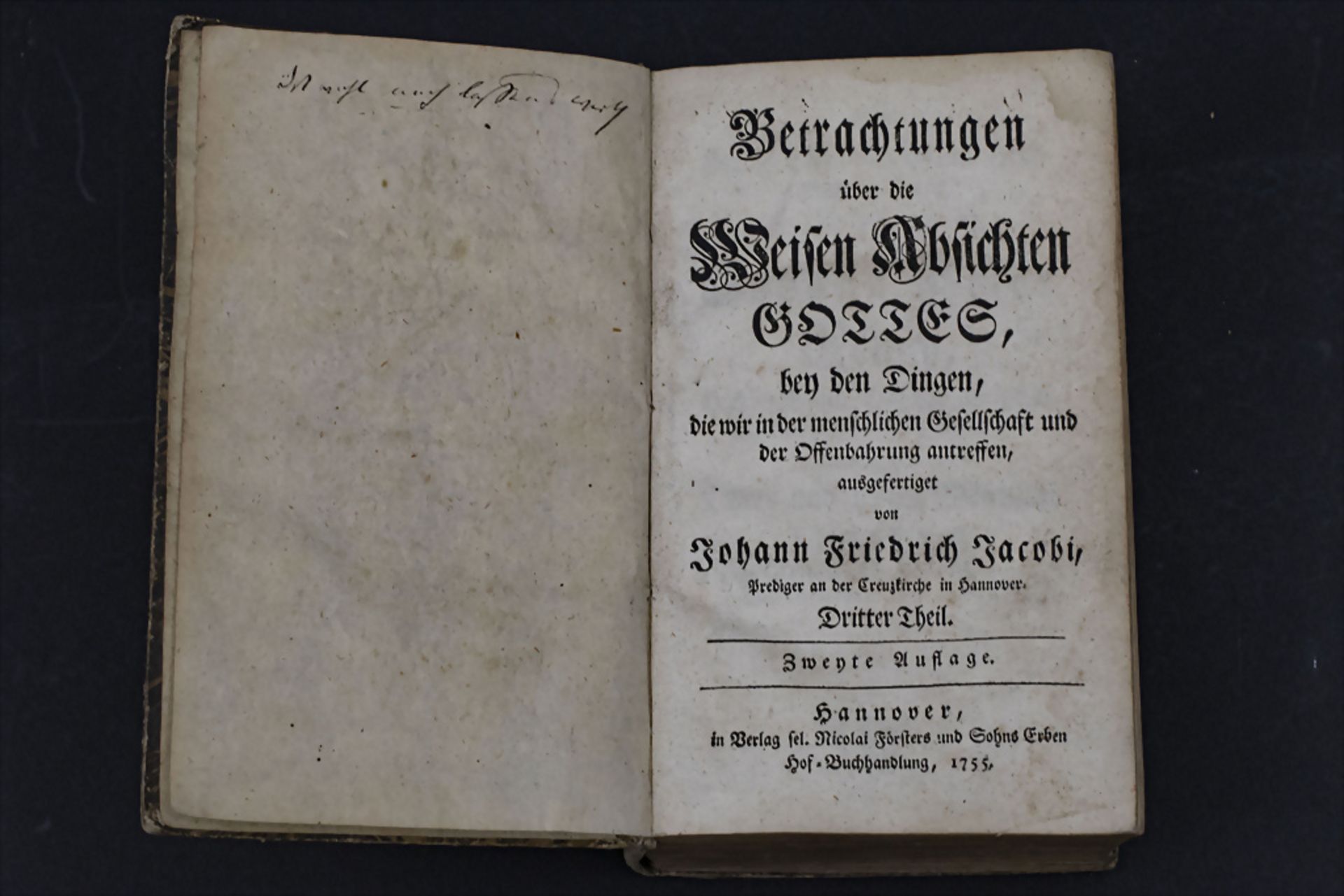 Johann Friedrich Jacobi, 'Betrachtungen über die Weisen Absichten Gottes', 1755
