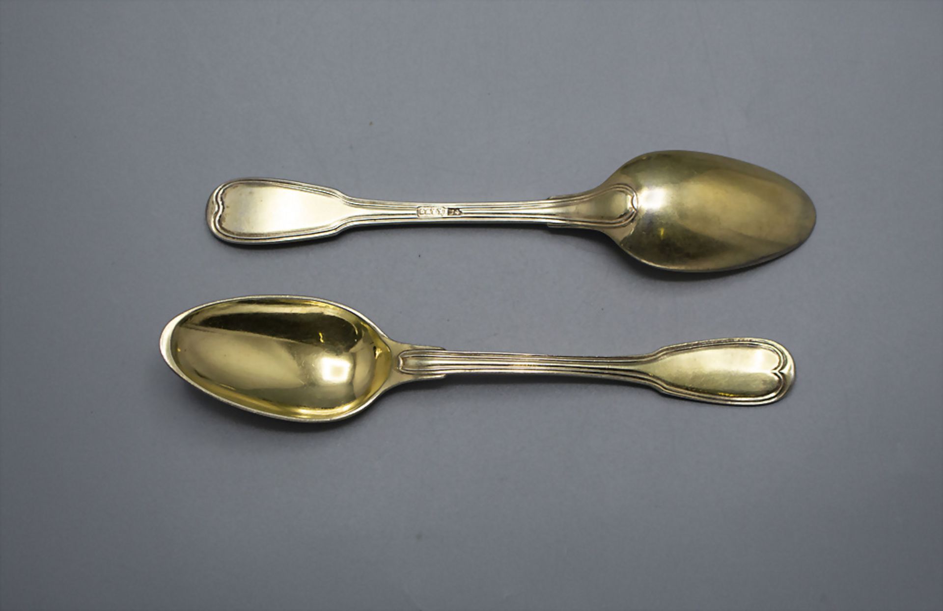 6 Teelöffel / A set of 6 tea spoons, Tobias Ludwig Krug, Straßburg / Strasbourg, um 1750 - Bild 2 aus 3