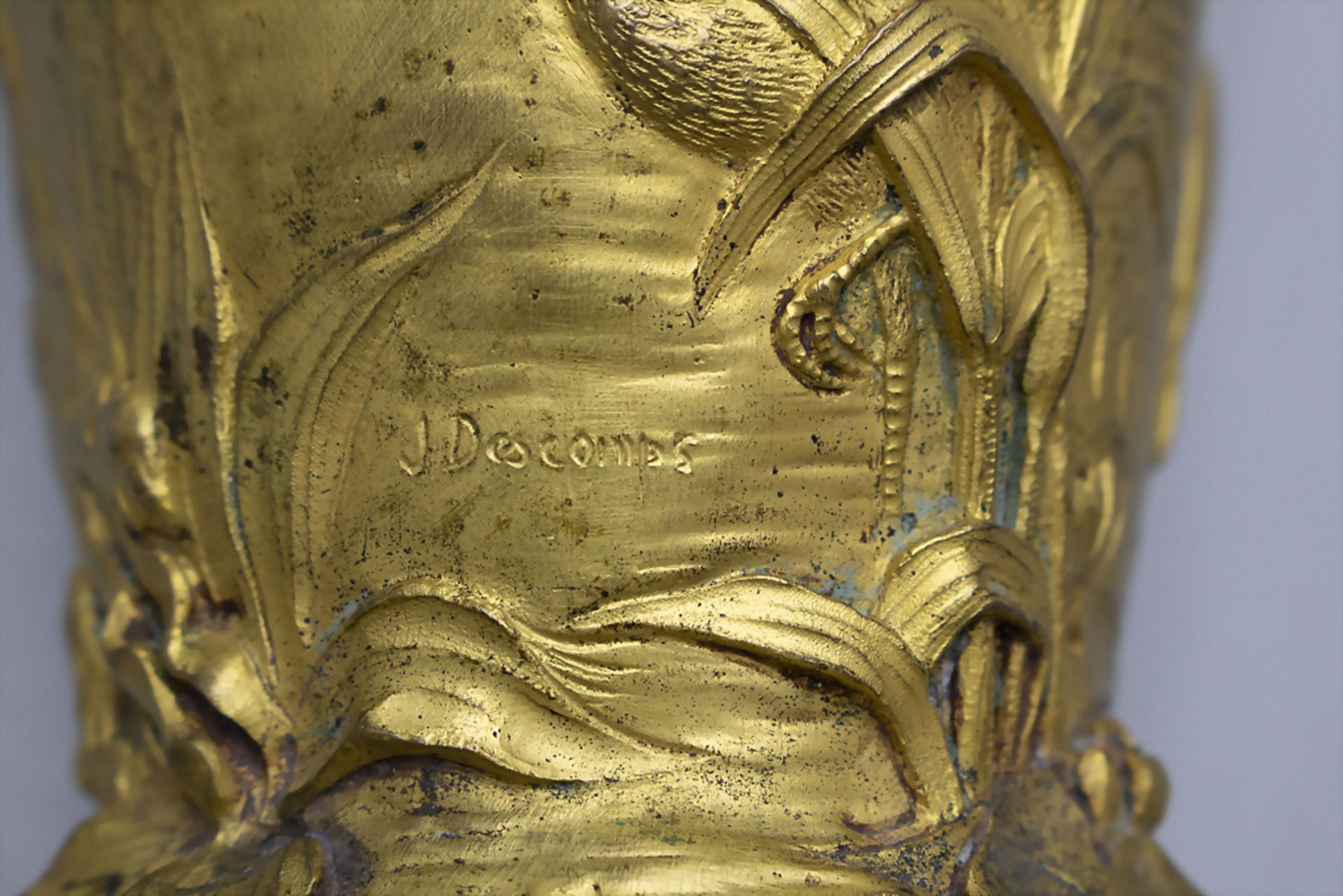 Jugendstil Bronze Vase / Art Nouveau gilt bronze vase, Joe Descomps & Louchet, Paris, um 1900 - Image 5 of 5