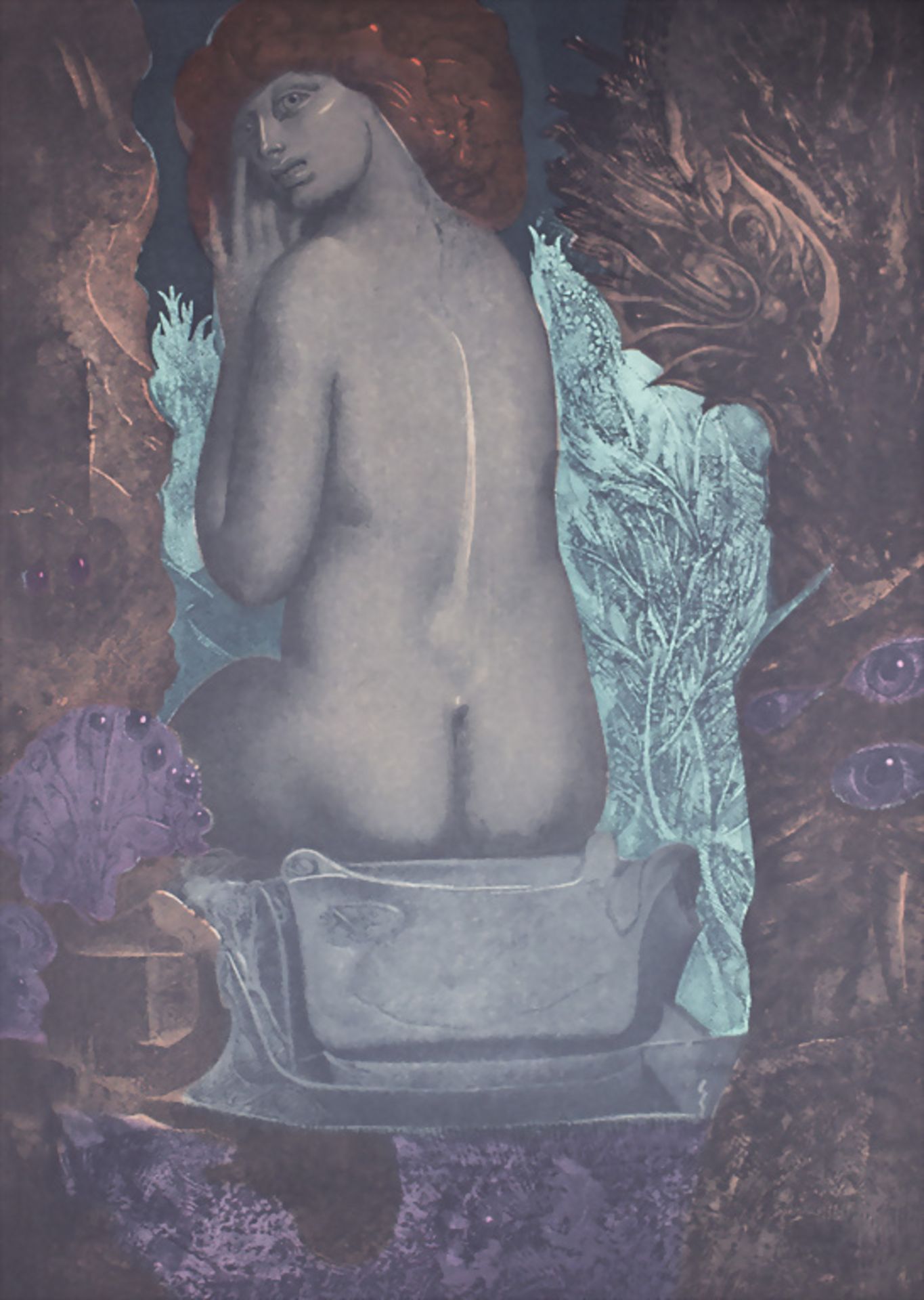 Phantastischer Realismus, Ernst Fuchs (1930-2015), 'Frauenrückenakt' / 'Female rear nude', 2. ...