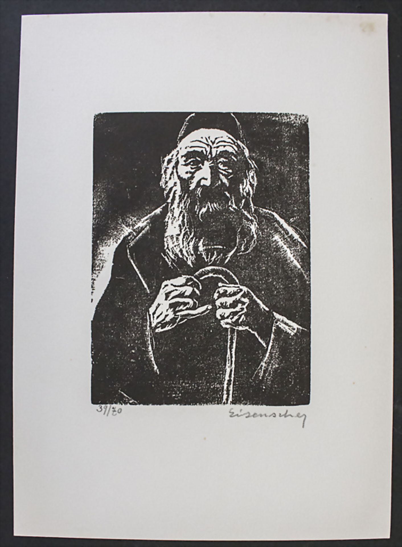 Jacob EISENSCHER (1896-1980), 'Rabbi mit Gehstock' / 'Rabbi with a cane' - Bild 2 aus 3