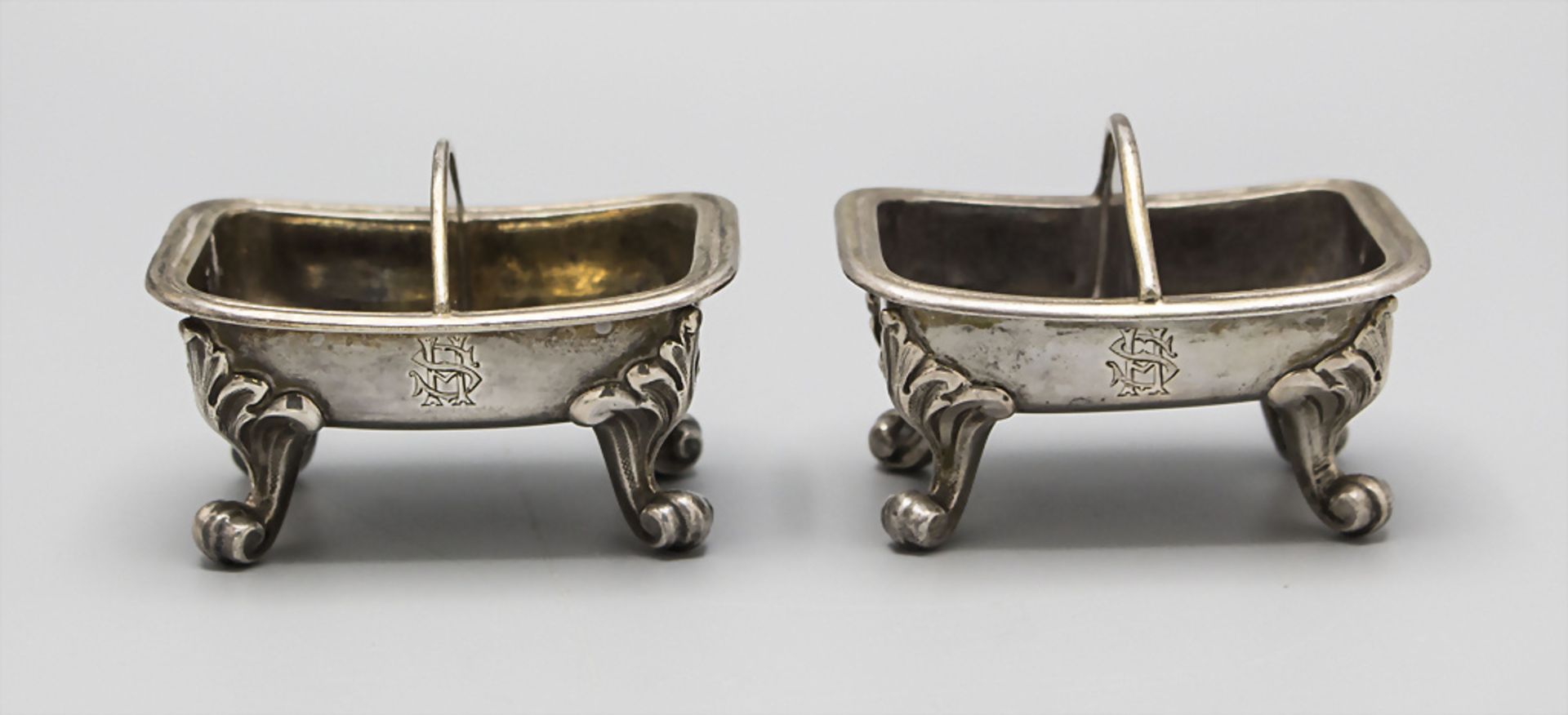 Paar Doppelsalieren / A pair of silver double open salt cellars, Odiot, Paris, um 1900