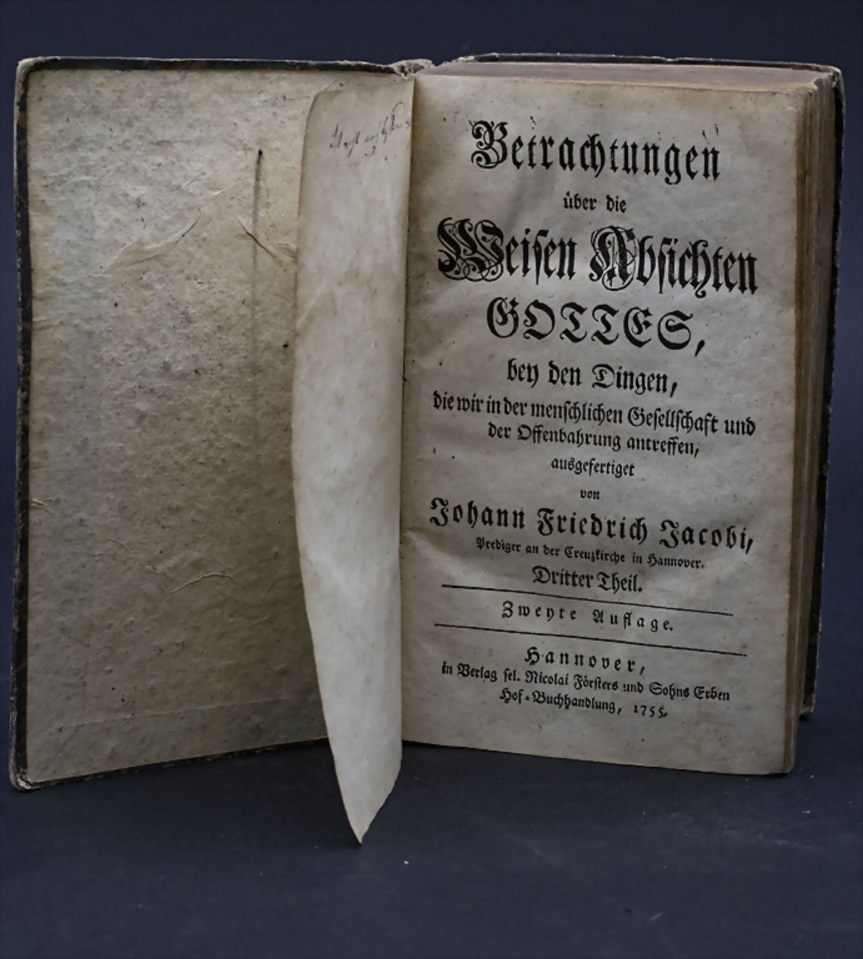 Johann Friedrich Jacobi, 'Betrachtungen über die Weisen Absichten Gottes', 1755 - Image 4 of 4