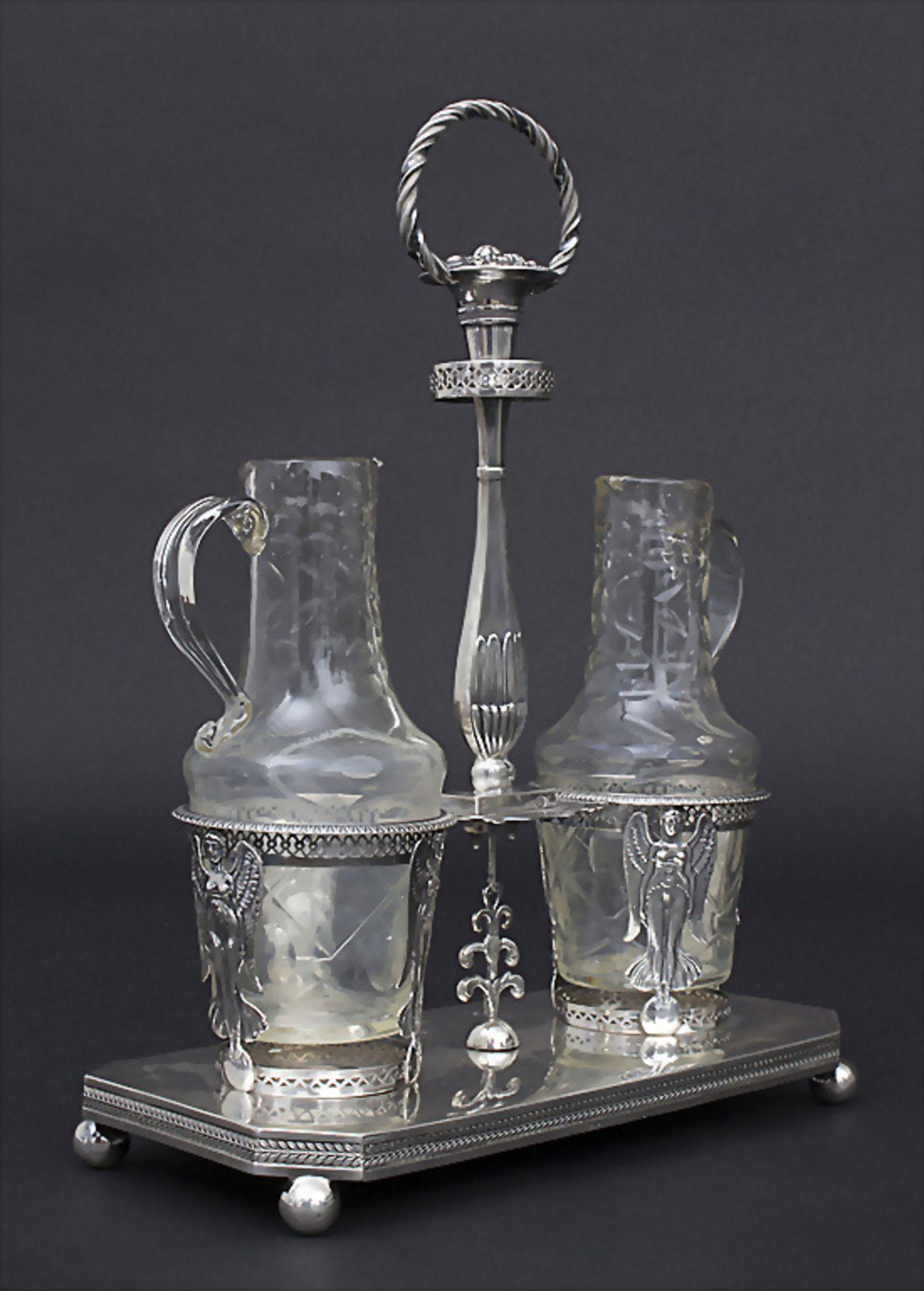 Empire-Huiliere / Menage / A silver oil and vinegar cruet set, Pierre-Jacques Meurice, Paris, ... - Image 2 of 9