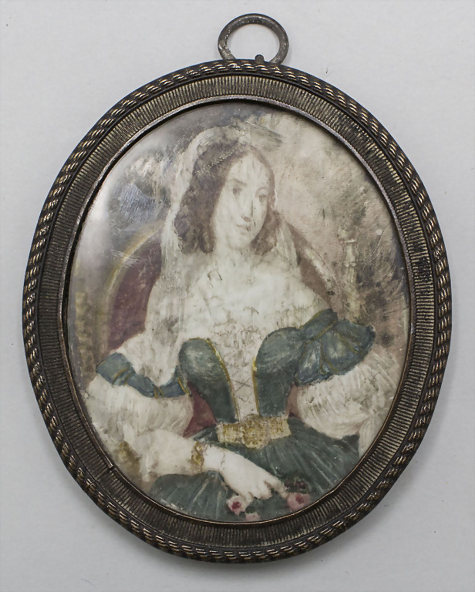 Feines Miniatur Porträt einer jungen Dame / A fine miniature portrait of a young lady, 1. ...