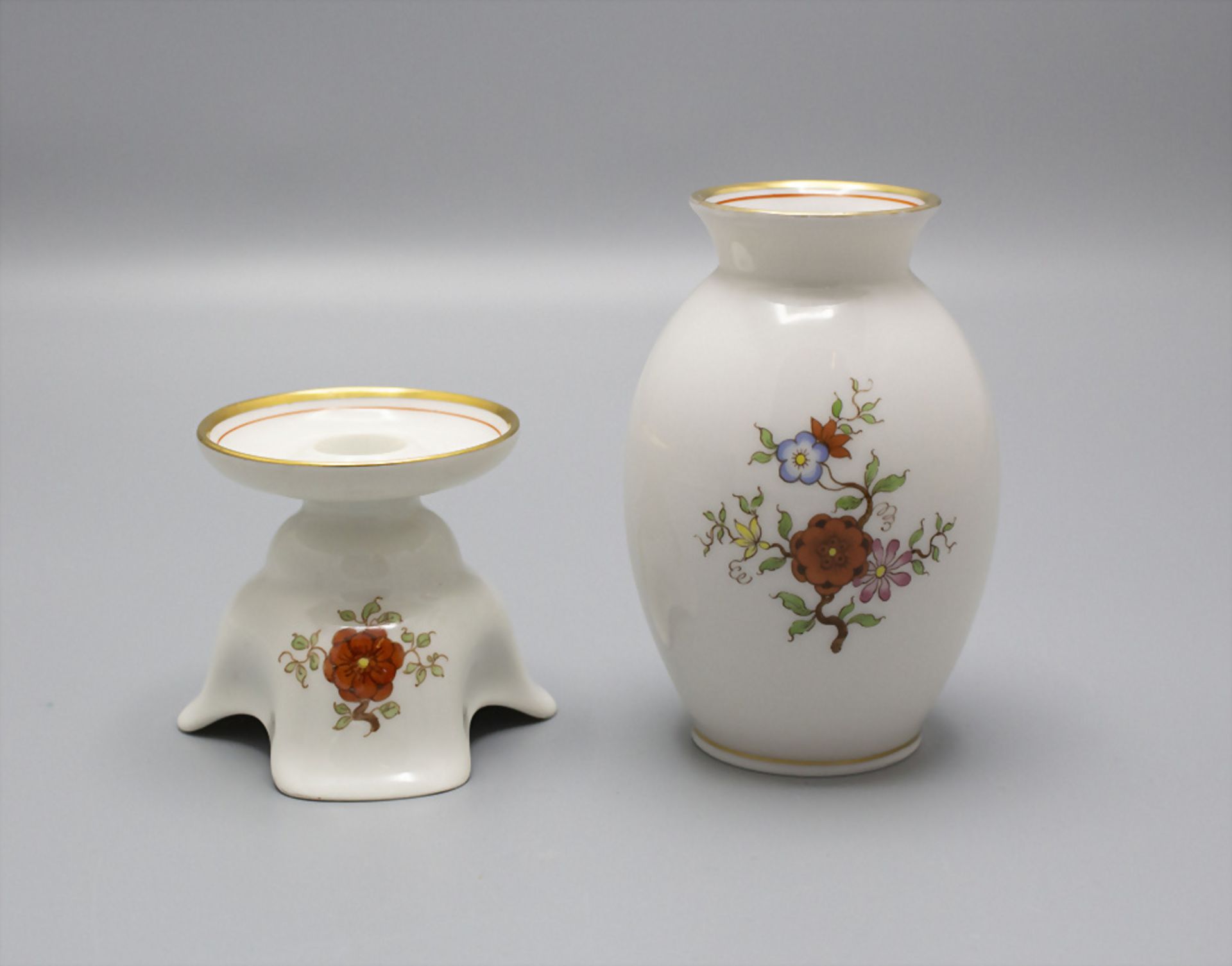 Vase und Kerzenhalter 'Indianische Blume' / A vase and a candleholder with 'Indian Flower', ...