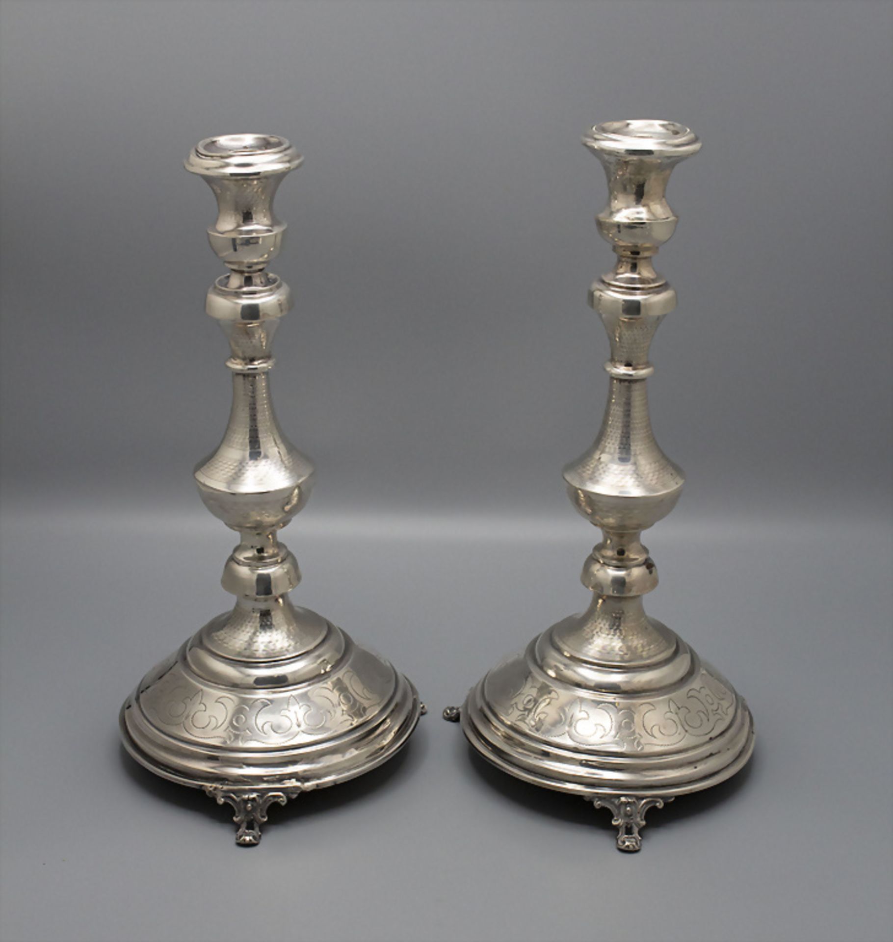 Paar Kerzenleuchter / A pair of silver candlesticks, Wien, um 1880 - Bild 2 aus 11
