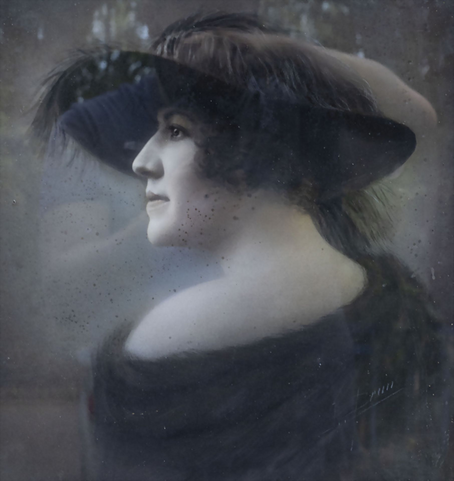 Künstler des 20. Jh. 'Schönheit mit Federhut' / 'The beauty with feather hat', um 1915