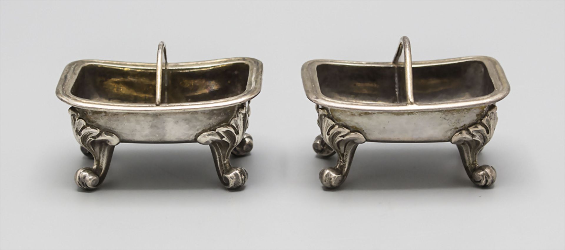 Paar Doppelsalieren / A pair of silver double open salt cellars, Odiot, Paris, um 1900 - Bild 3 aus 9