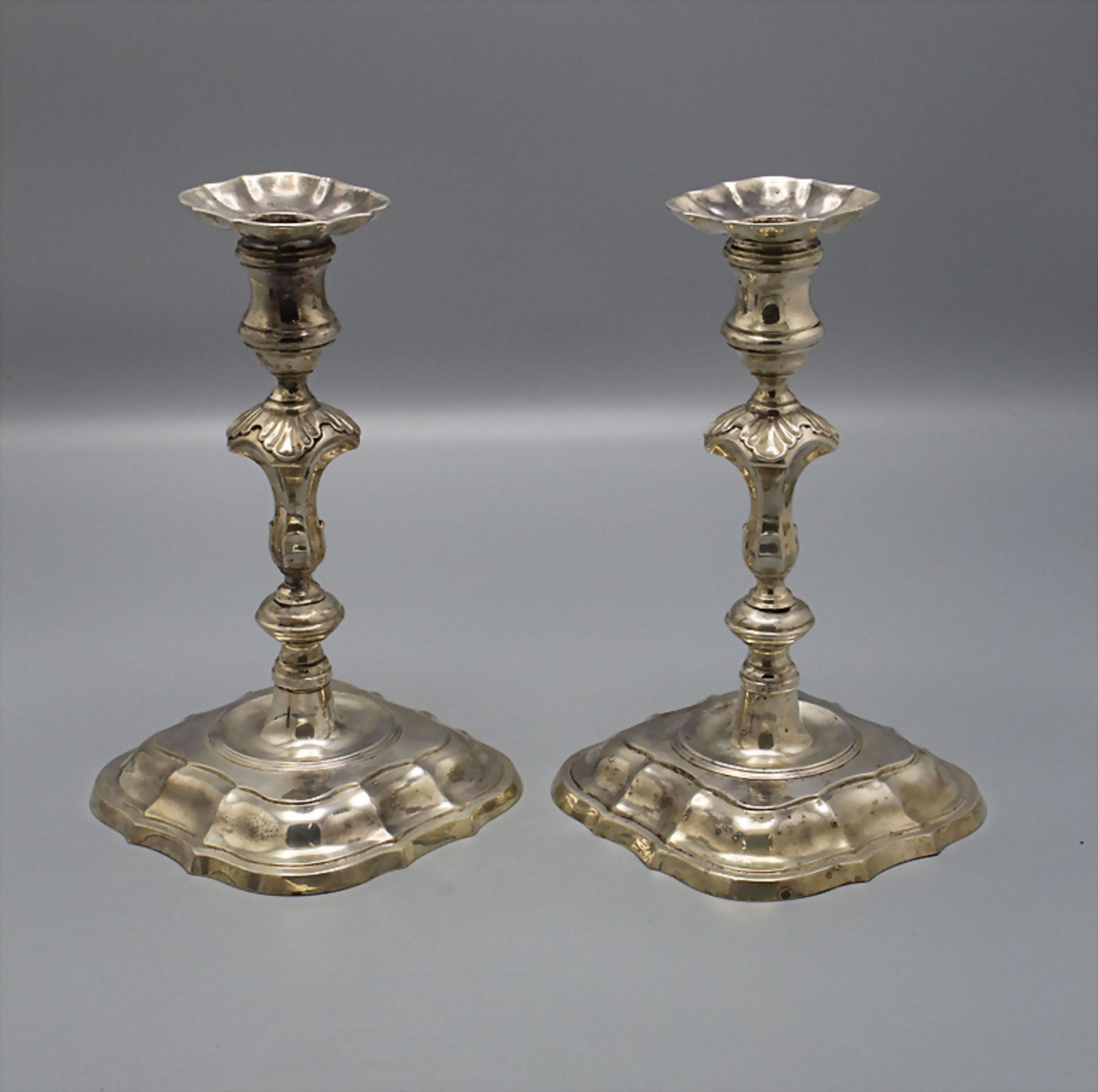 Paar Barock Kerzenleuchter / A pair of Baroque silver candlesticks, Johann Georg Eckart, ... - Bild 2 aus 5