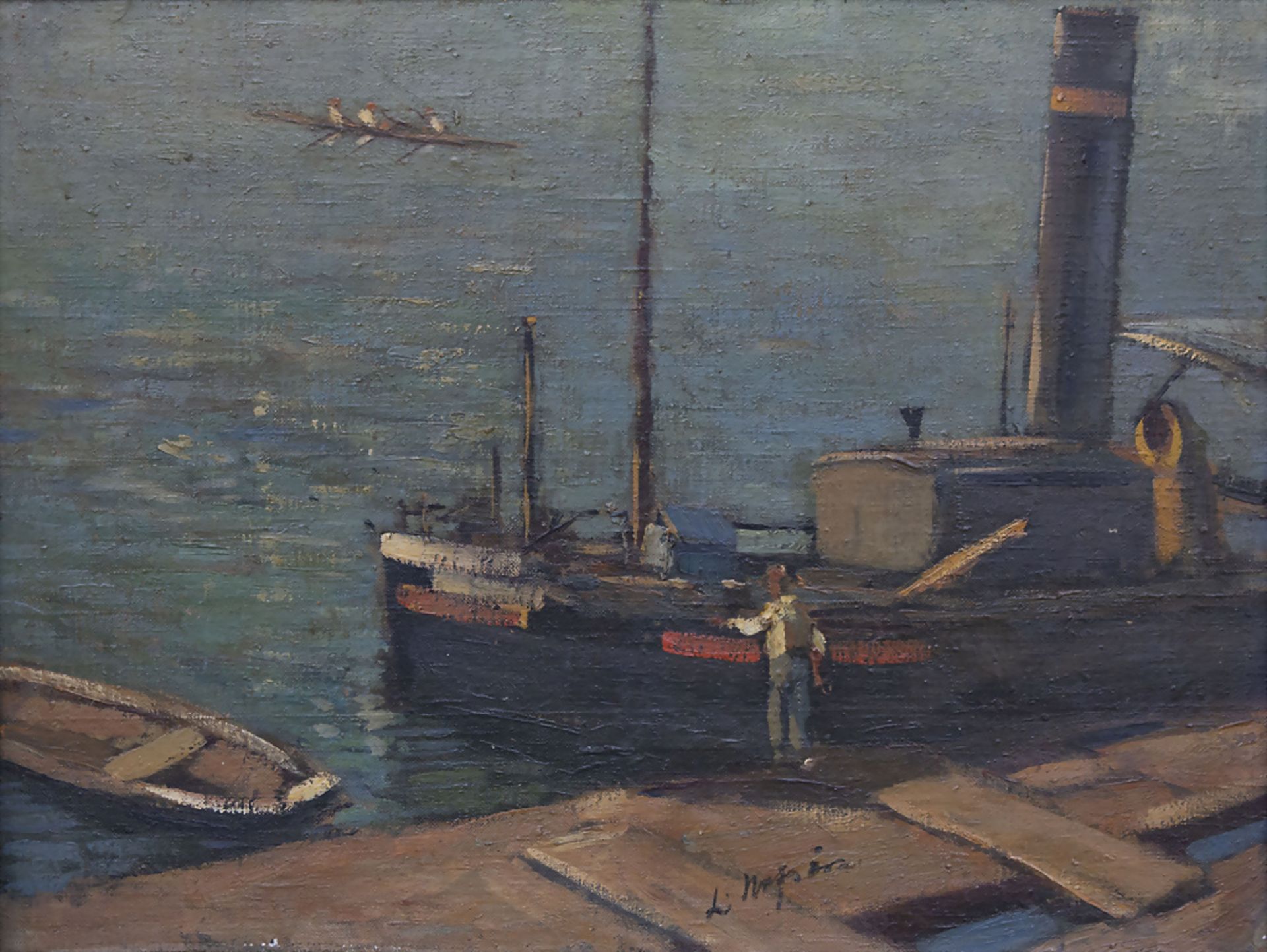 Künstler des 20. Jh., 'Dampfschiff und Schiffer' / 'Steamship and skipper'