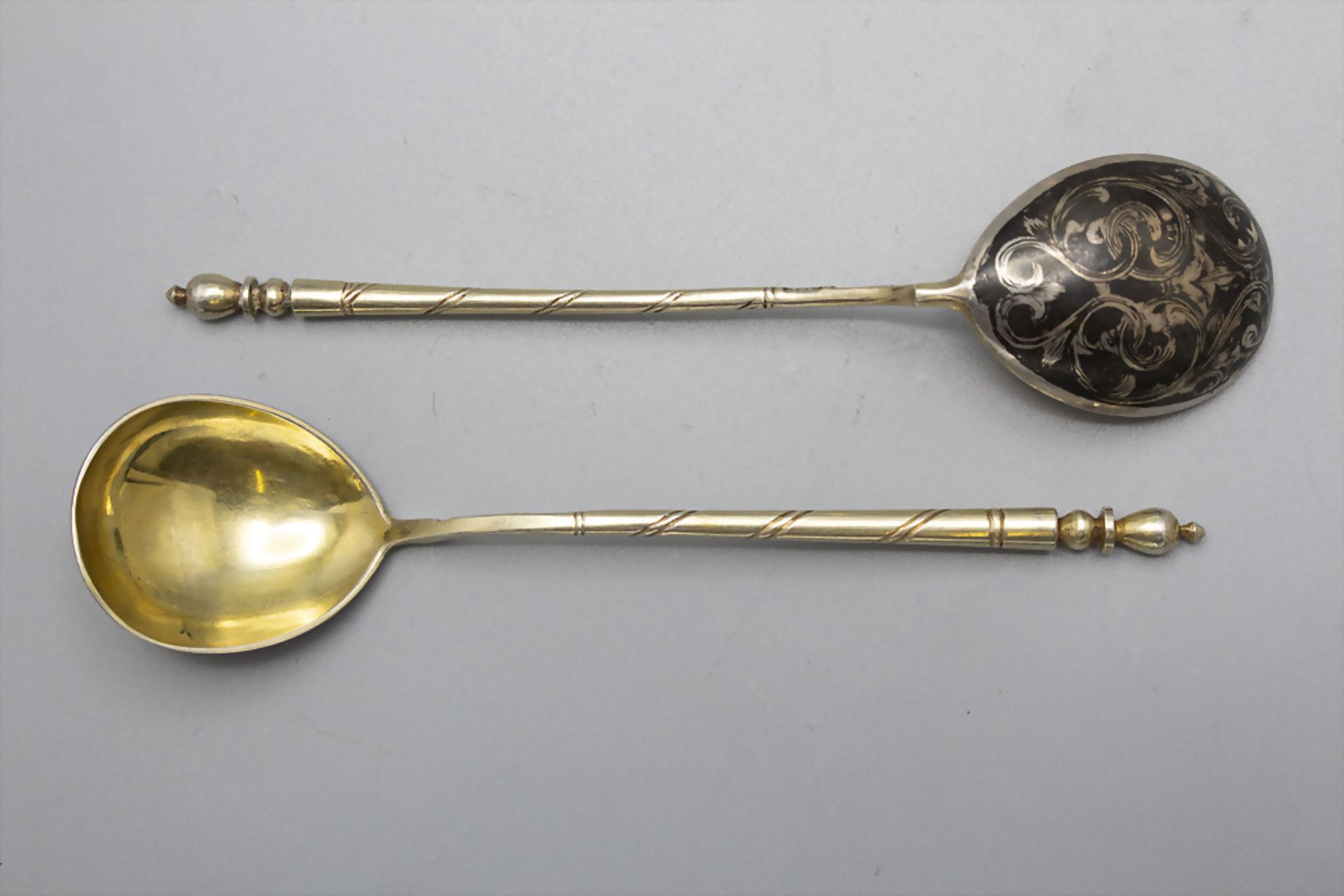 6 Teelöffel / A set of 6 silver tea spoons, Andrej Vekman, Moskau/Moscow, nach 1860 - Image 2 of 4