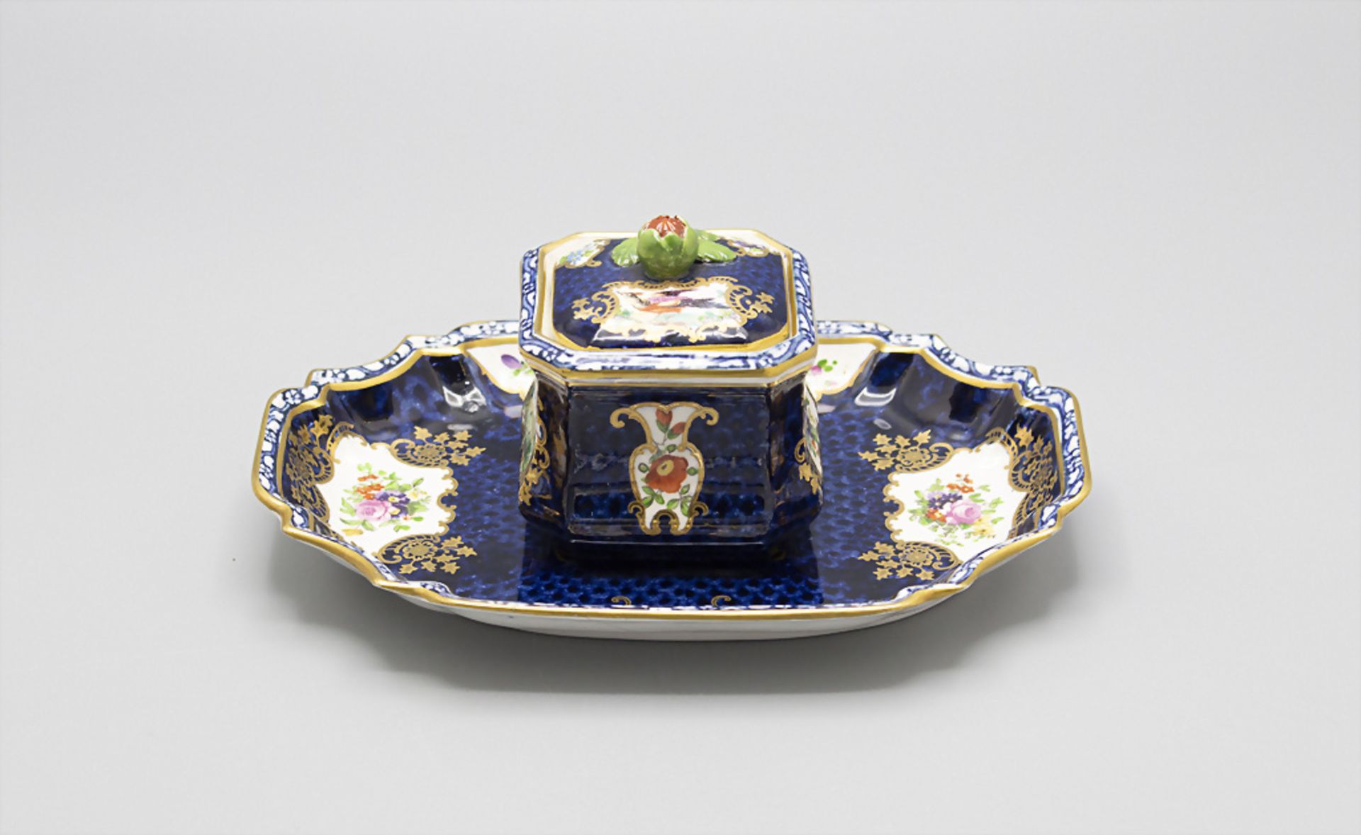 Tintenfass und Schale mit feiner Vogelmalerei / An inkwell and plate with golden pheasants, ... - Bild 2 aus 11