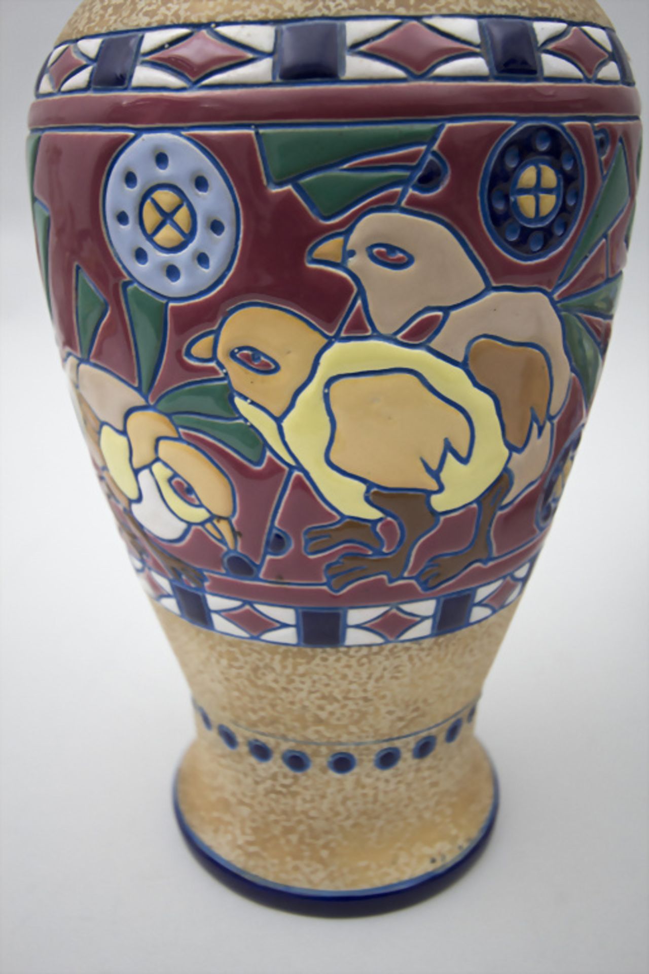 Paar große Art Déco Keramik Ziervasen / A pair of large Art Deco ceramic vases, Riessner, ... - Bild 5 aus 5