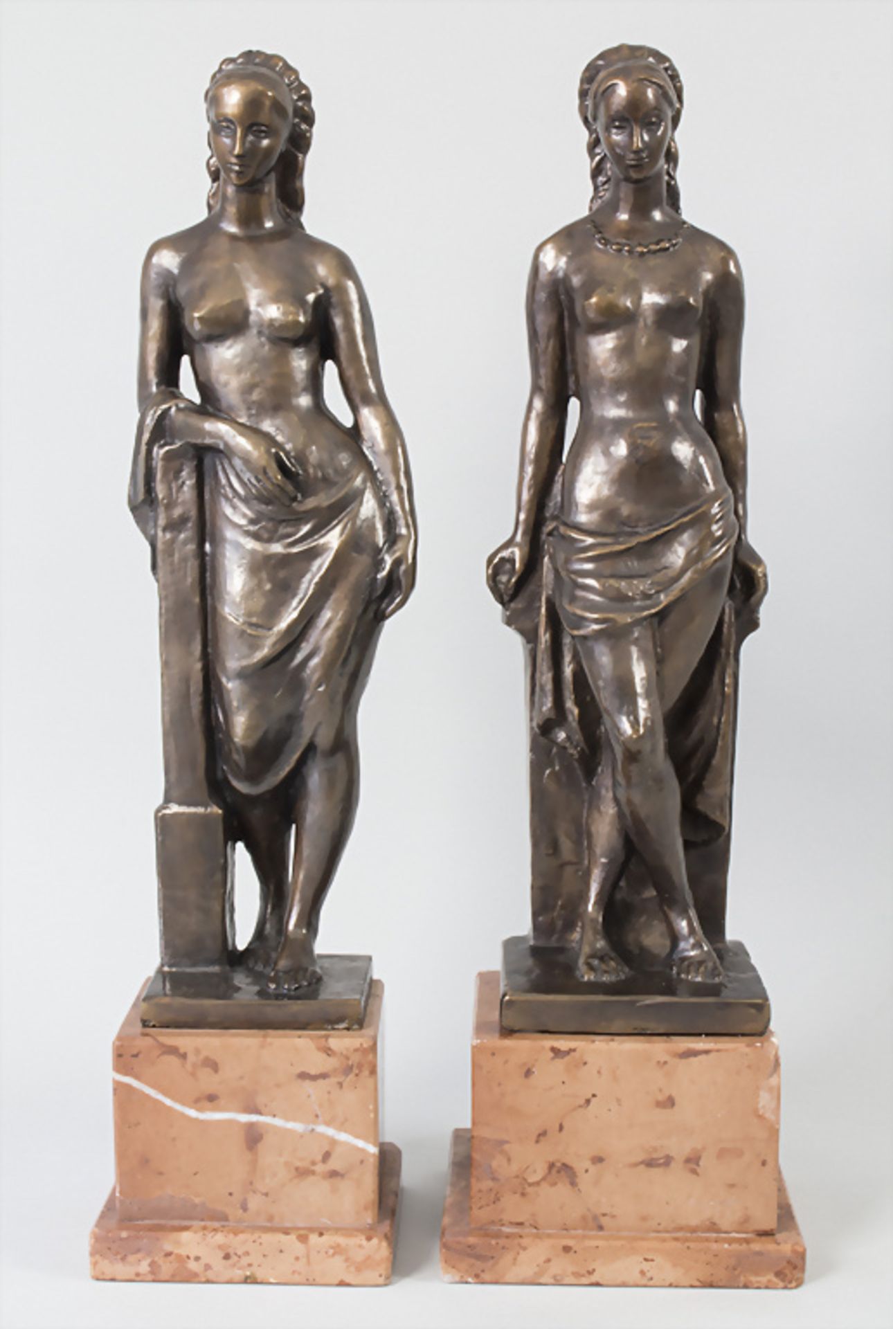 Barna BÚZA (1910-2010), Paar Bronzeskulpturen 'Weibliche Halbakte' / A pair of bronze ...