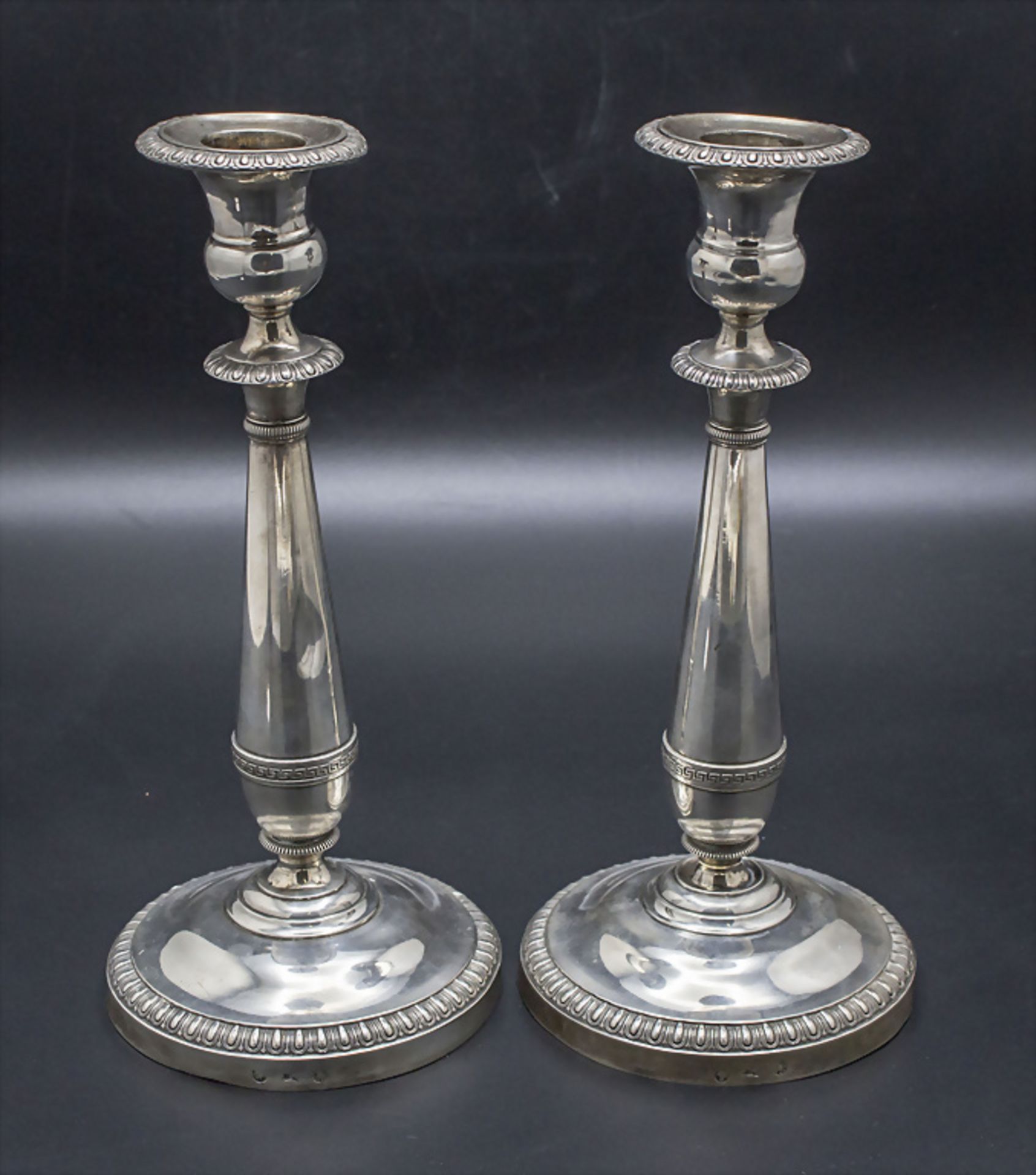 Paar Empire Kerzenleuchter / A pair of Empire silver candlesticks, Venedig/Venice, um 1820