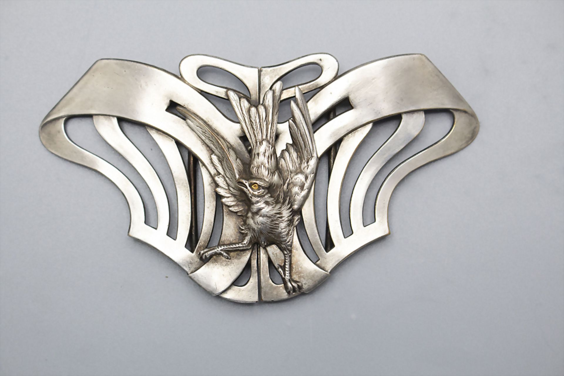 Jugendstil Gürtelschließe mit Adler / An Art Nouveau belt buckle with an eagle, Frankreich, um 1900