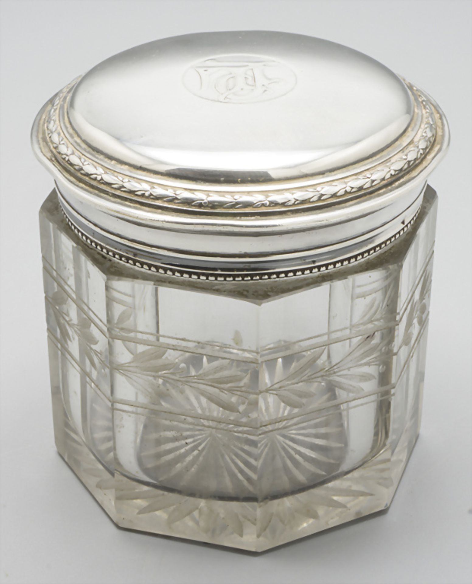 Glasdose mit Silberdeckel / A glass box with silver cover, Paris, um 1880 - Bild 2 aus 5