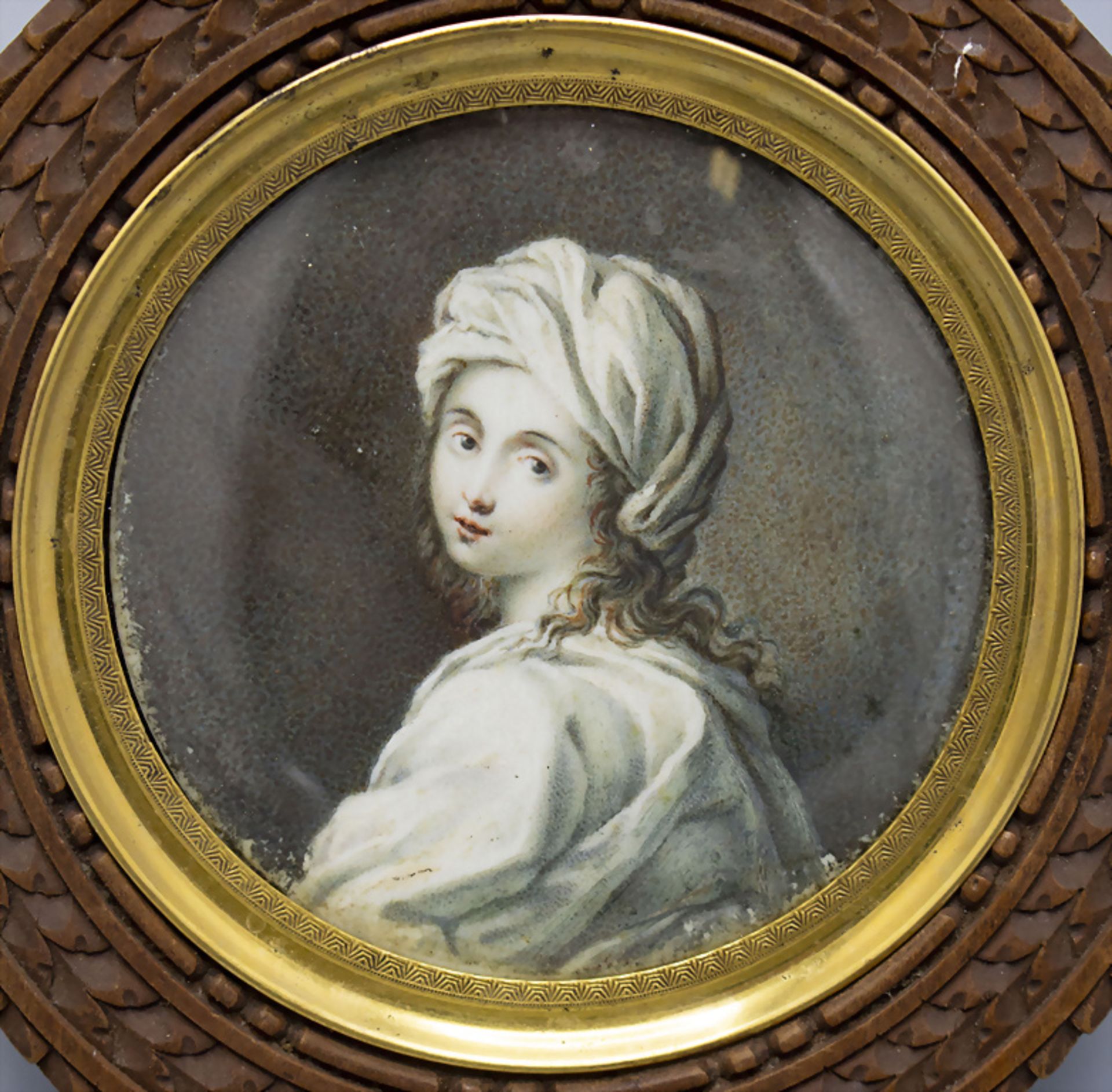 Miniatur Porträt der Béatrice Cenci / A miniature portrait of Béatrice Cenci, Mitte 19. Jh. - Bild 2 aus 3