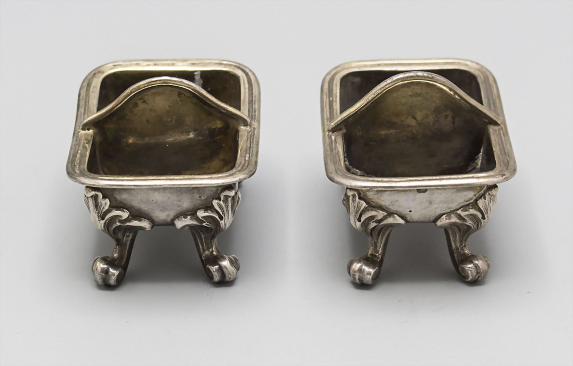 Paar Doppelsalieren / A pair of silver double open salt cellars, Odiot, Paris, um 1900 - Bild 2 aus 9