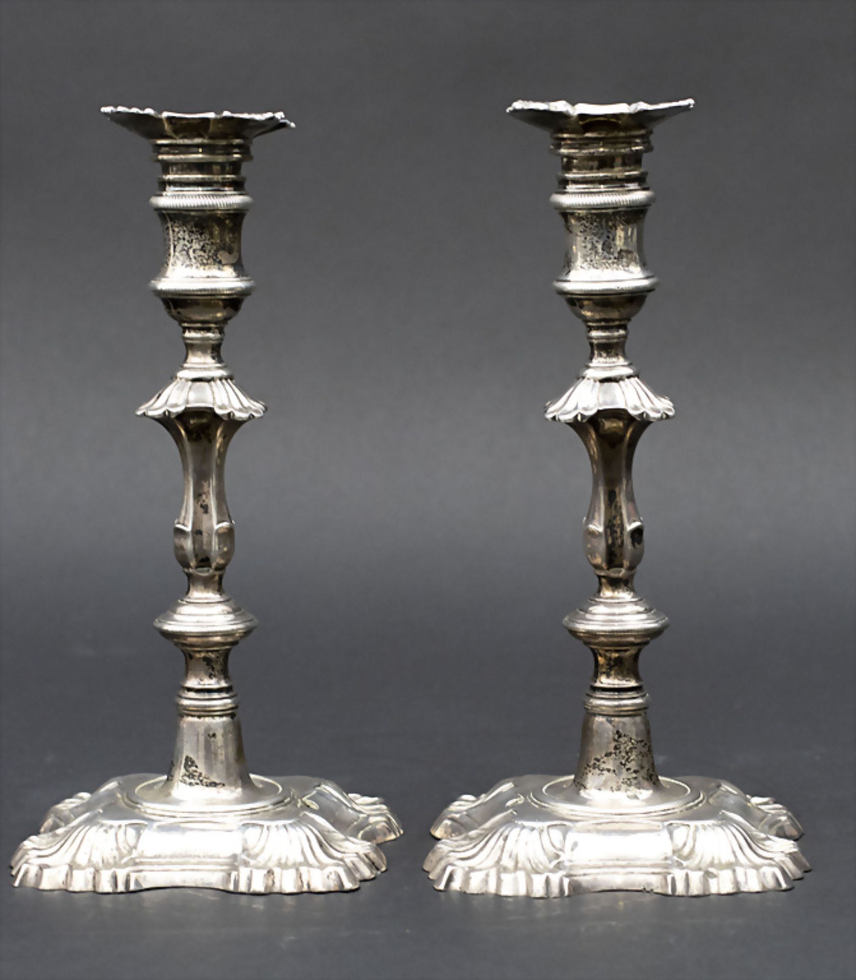 Paar Barock Kerzenleuchter / A pair of Baroque silver candlesticks, Edward Wakelin, London, 1758