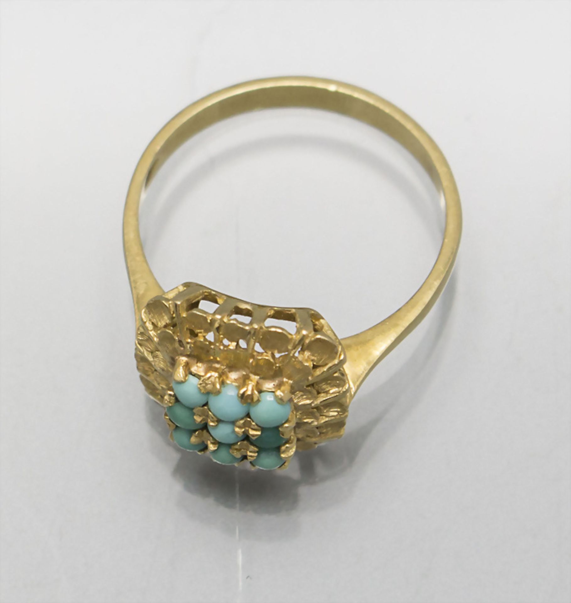 Damenring mit Türkisen / A ladies 18 ct gold ring with turquoises - Bild 3 aus 4