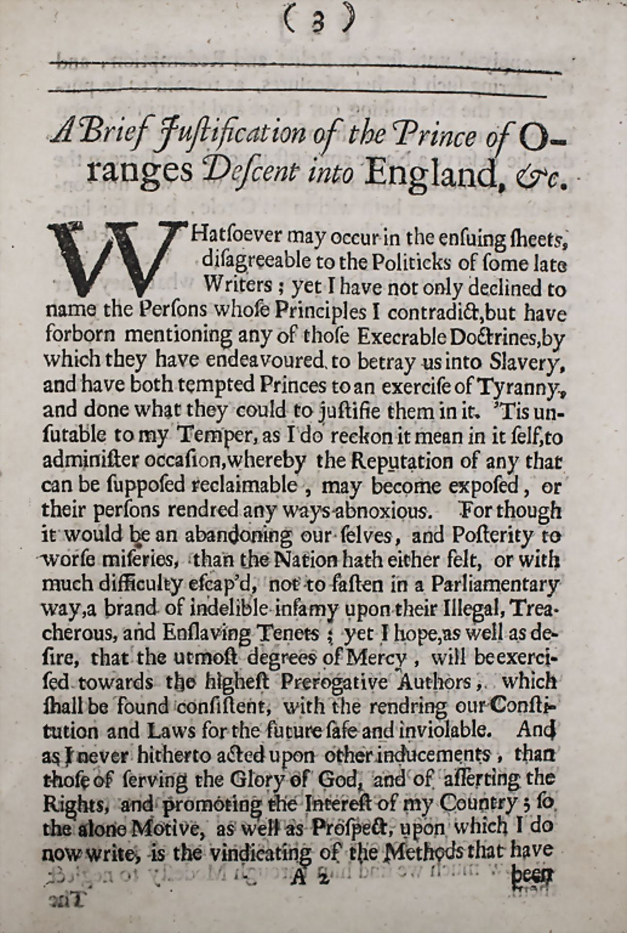 Robert Ferguson, 'A brief justification of the Prince of Orange's descent into England', ... - Image 2 of 4