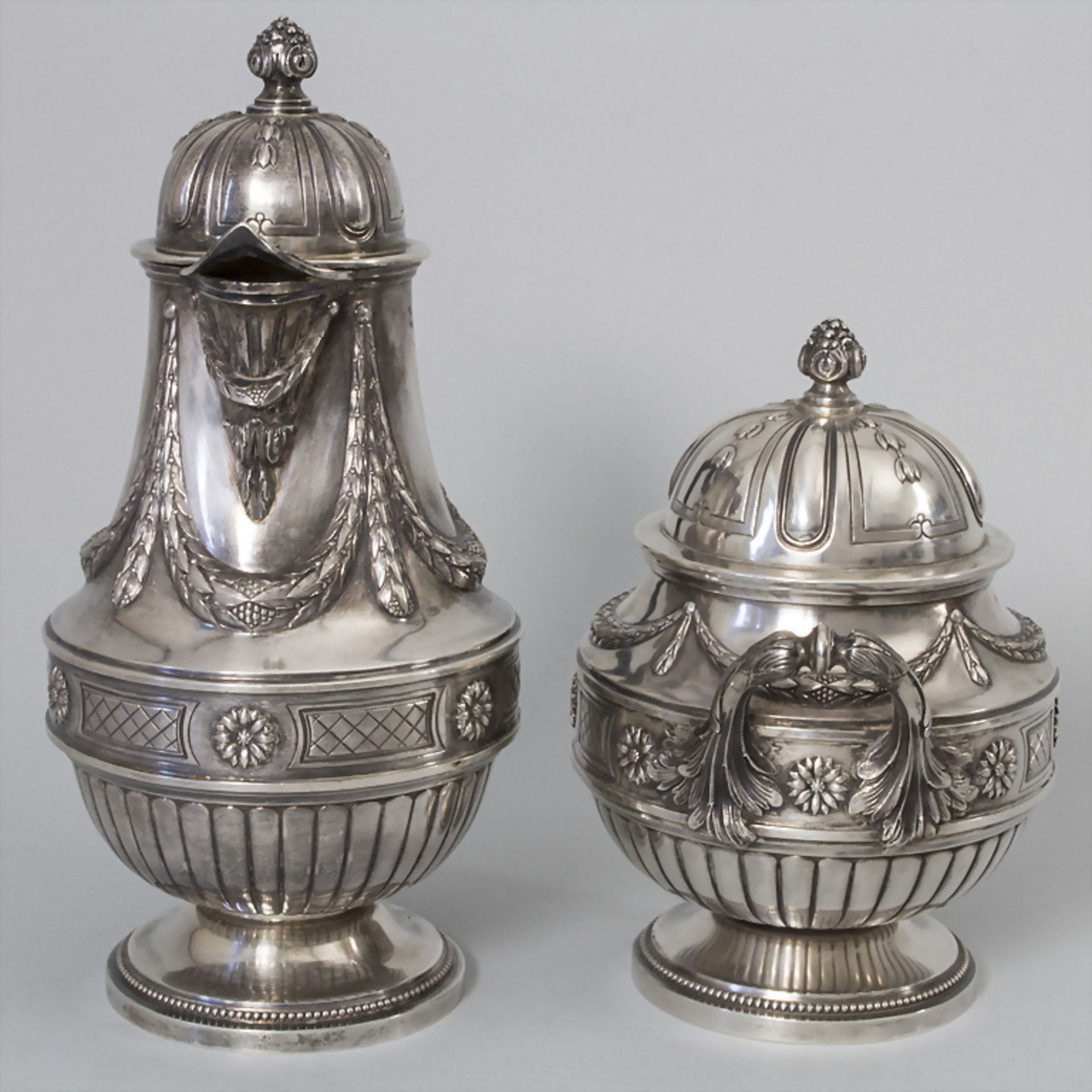 Kaffeekanne und Zuckerdose / A silver coffee pot and sugar bowl, Raoul Mauger, Paris 1897-1904 - Bild 2 aus 12