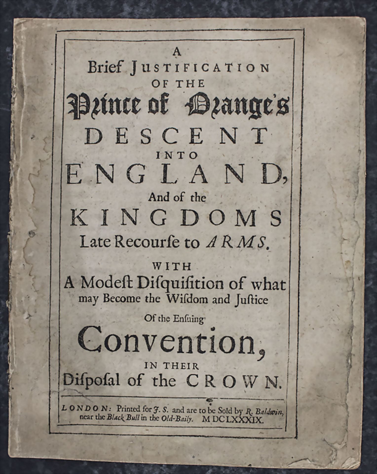 Robert Ferguson, 'A brief justification of the Prince of Orange's descent into England', ...