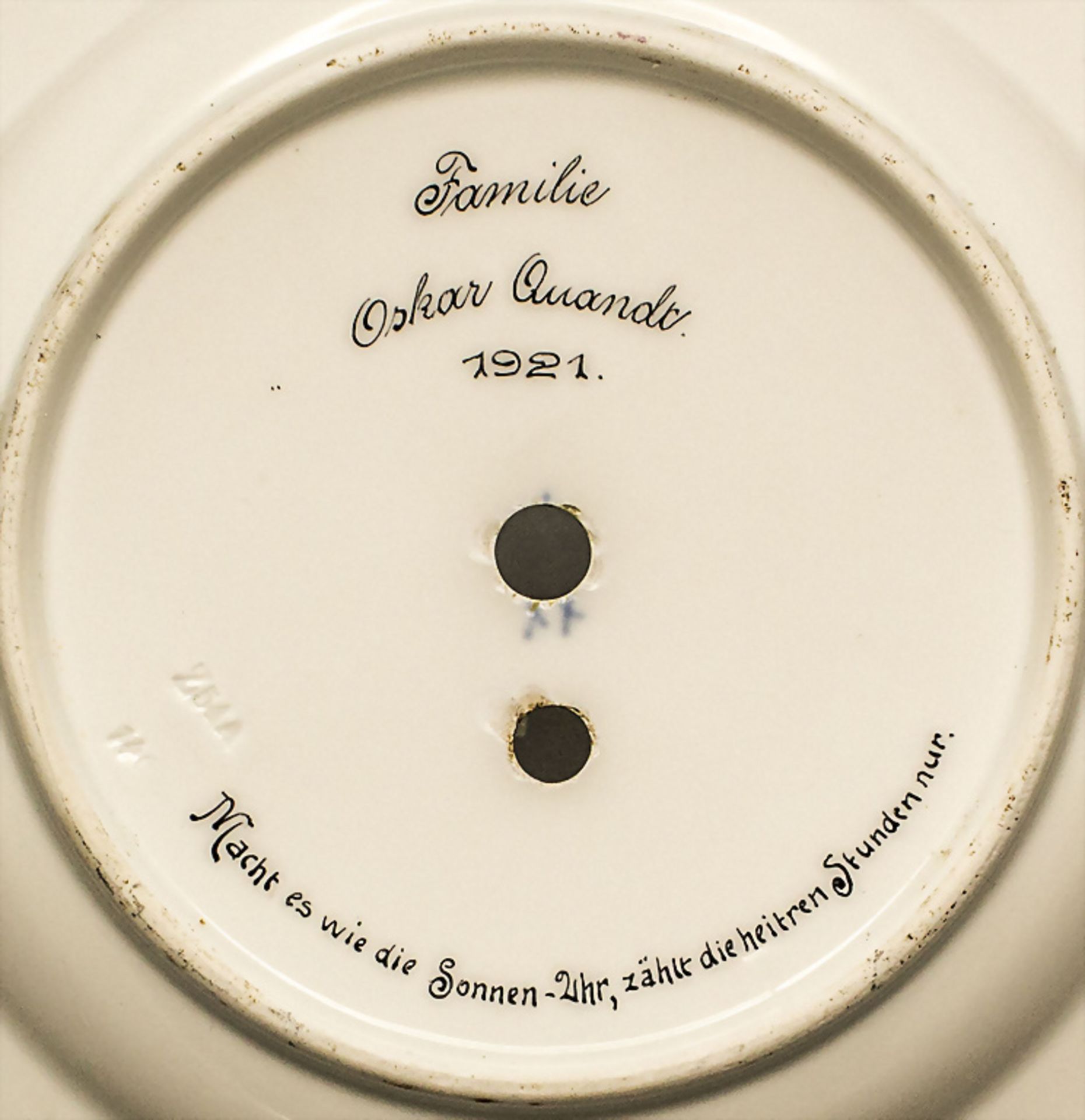 Teller als Uhrenzifferblatt / A plate as a clock dial, Meissen, um 1921 - Image 3 of 3