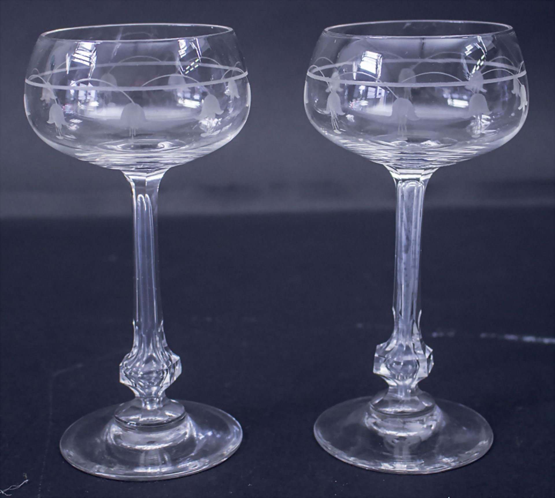 Paar Jugendstil Stengelgläser / A pair of Art Nouveau glasses, deutch, Anfang 20. Jh.