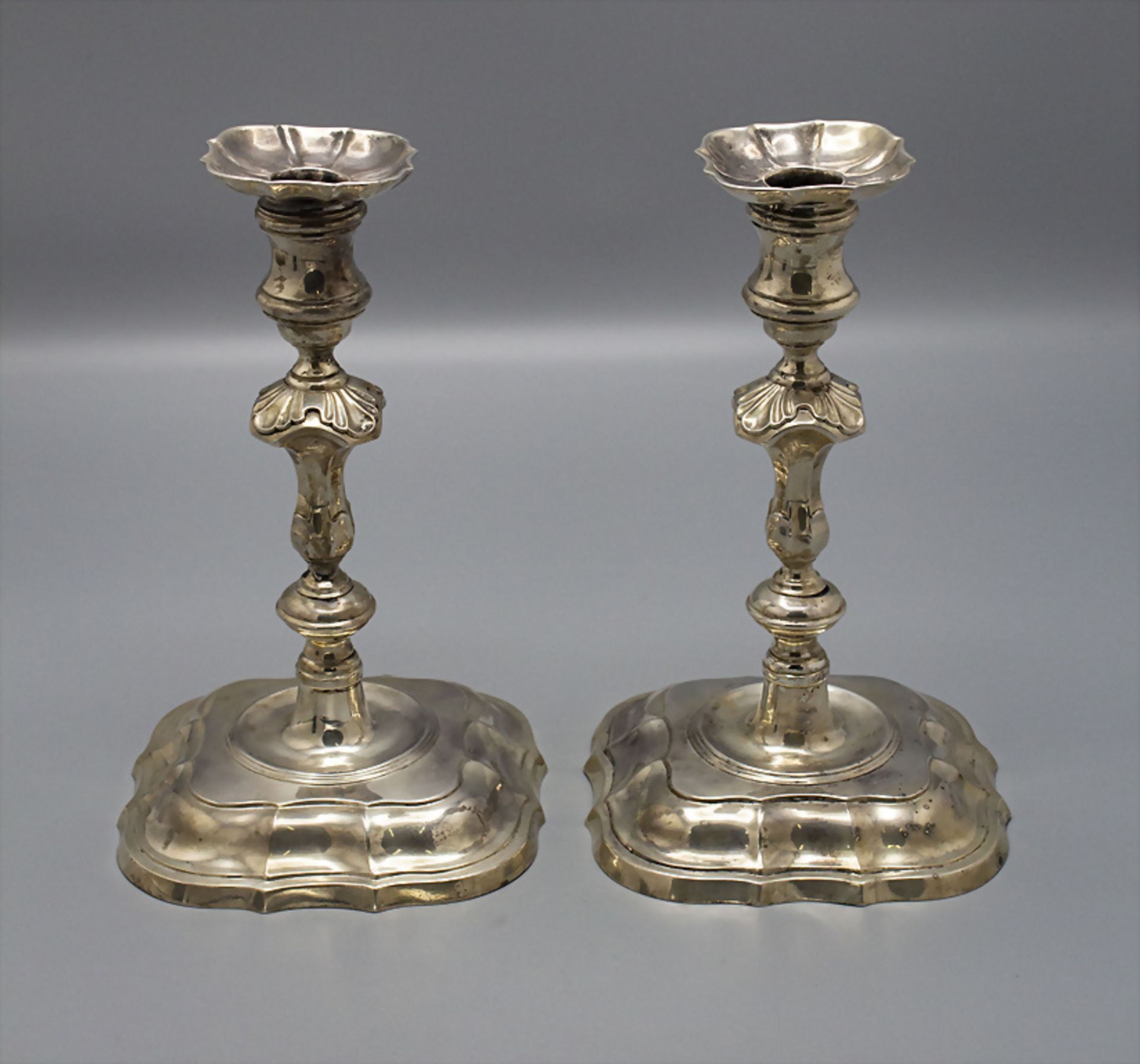 Paar Barock Kerzenleuchter / A pair of Baroque silver candlesticks, Johann Georg Eckart, ...