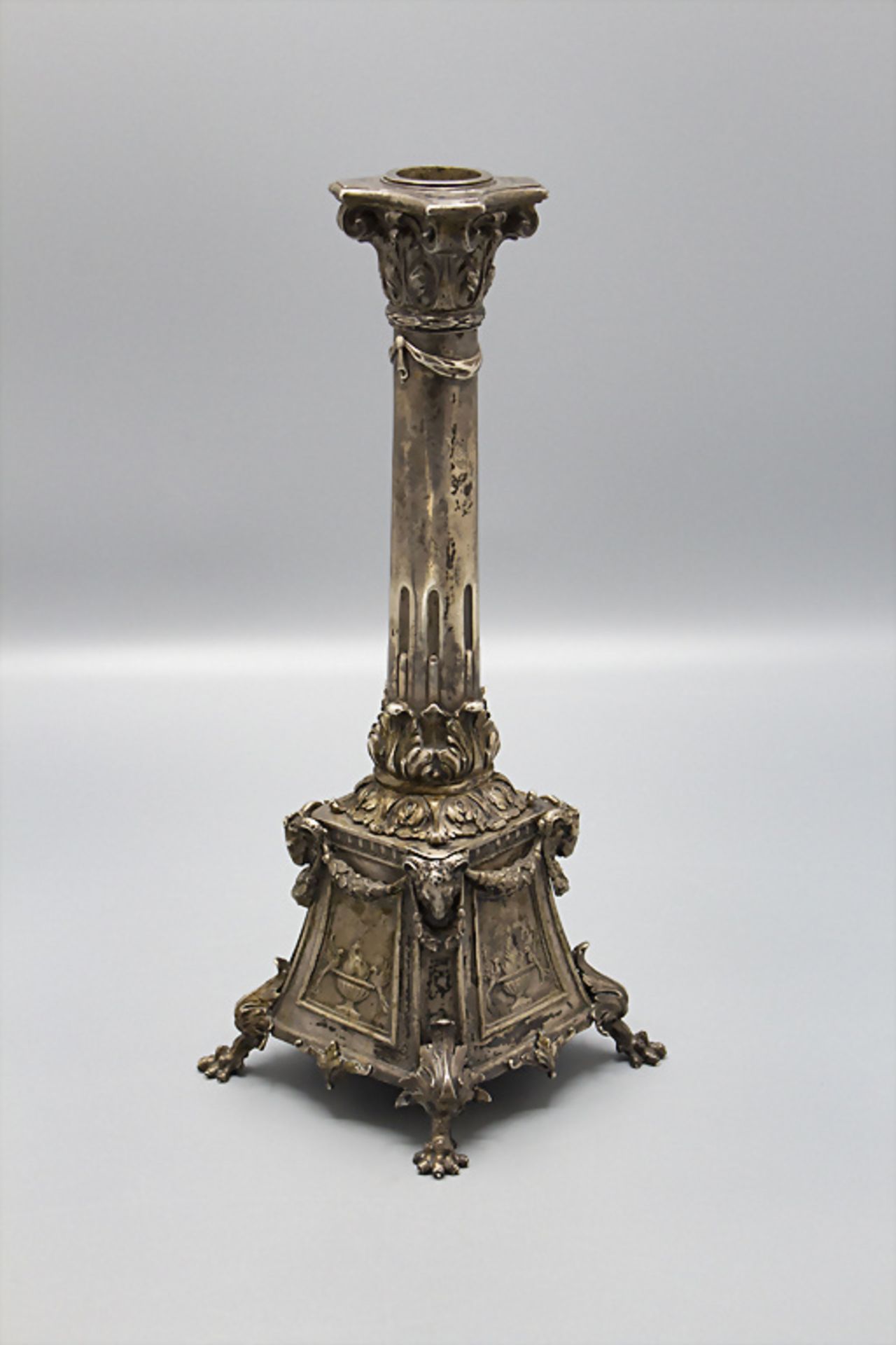 Neorenaissance Kerzenleuchter / A Neo-Renaissance silver candlestick, Lazarus Posen, Frankfurt ... - Bild 2 aus 4