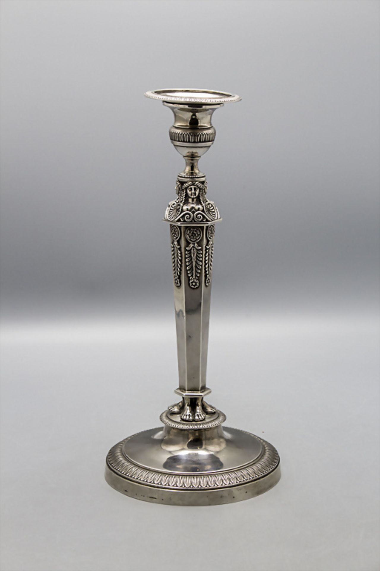 Empire Kerzenleuchter / Bougoir Empire en argent massif / An Empire silver candlestick, S.J. ...