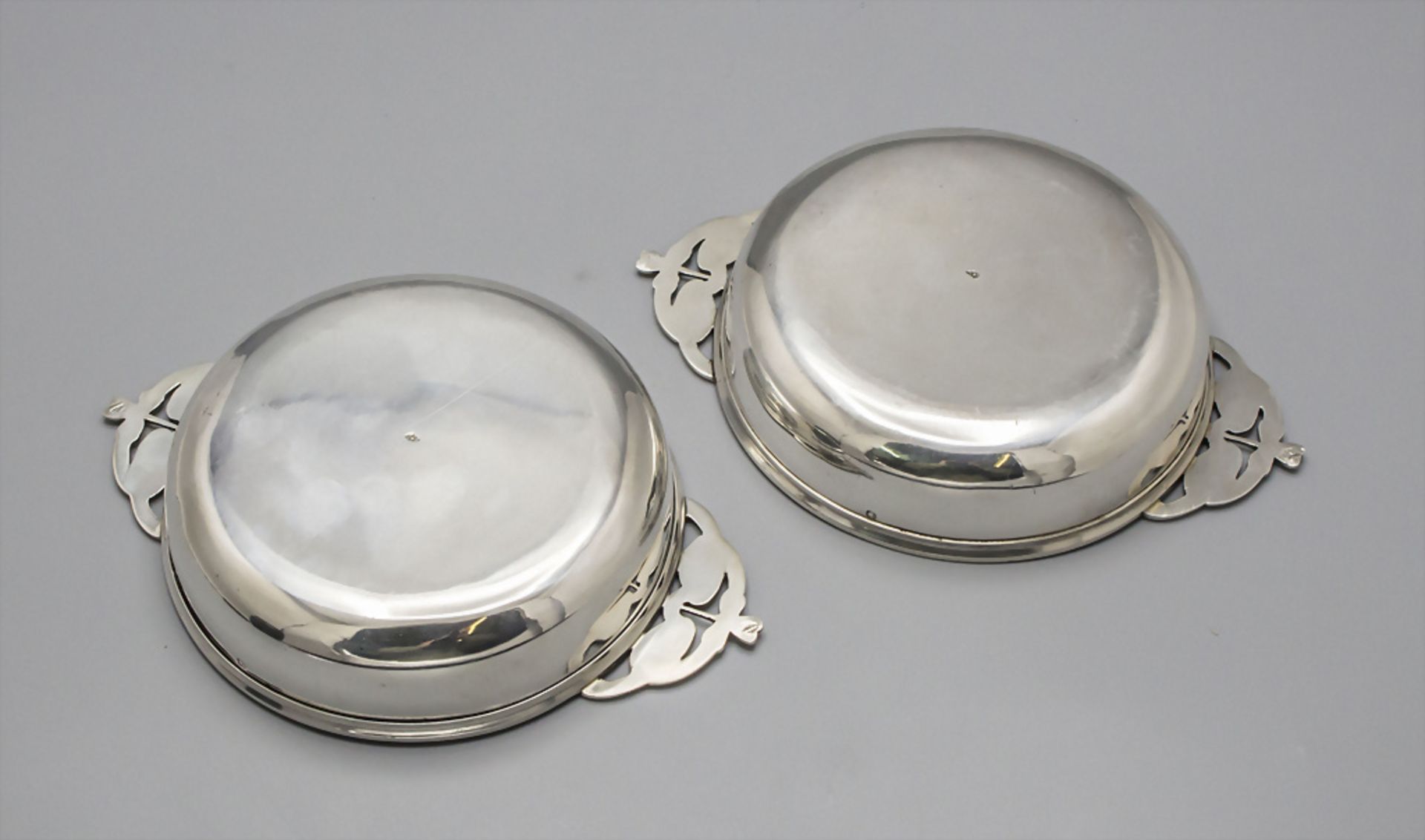 Paar Jugendstil Silberschalen mit Handhaben / Two Art Nouveau silver bowls with handles, ... - Bild 3 aus 7