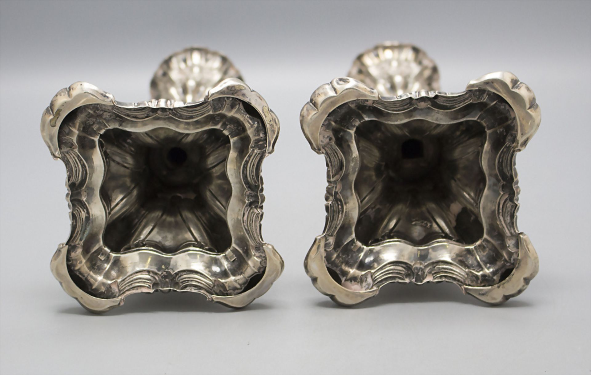 Paar Biedermeier Kerzenleuchter / A pair of silver candlesticks, Freidrich Haag, Schwäbisch ... - Image 3 of 4