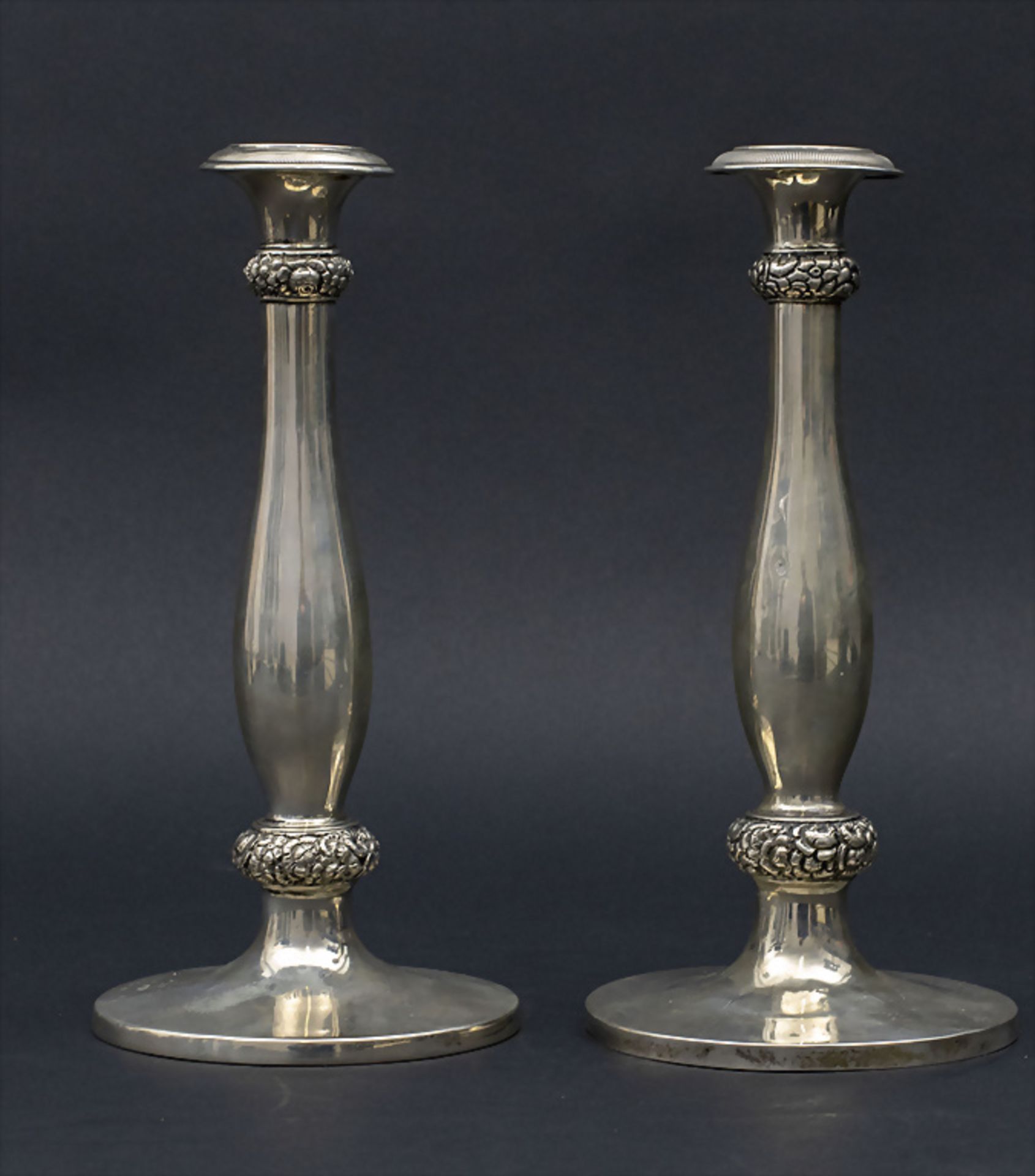 Paar Biedermeier Kerzenleuchter / A pair of Biedermeier silver candlesticks, E. Scheinast, ...