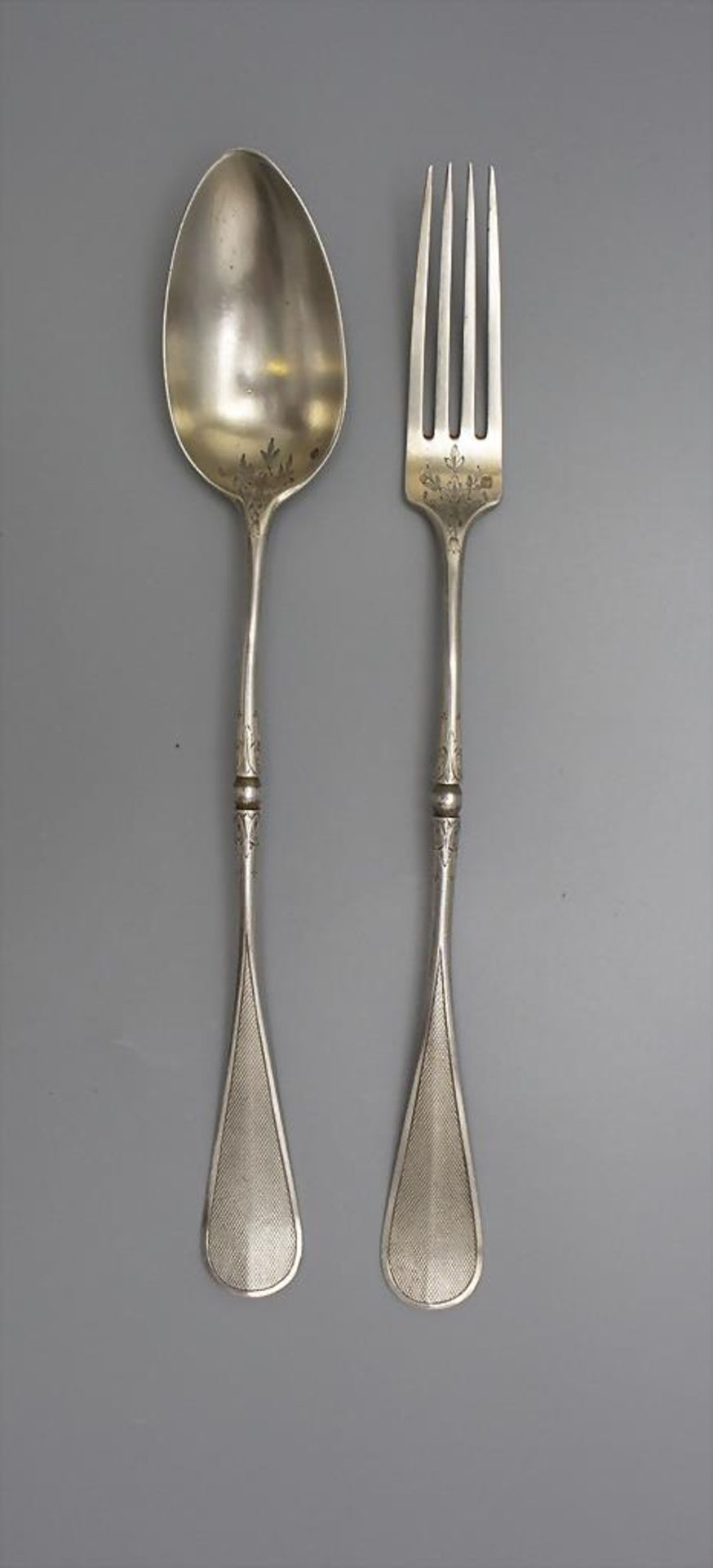 Salatbesteck / Silver salad servers / Couvert à salade en argent massif, wohl Jourdain, Paris, ...