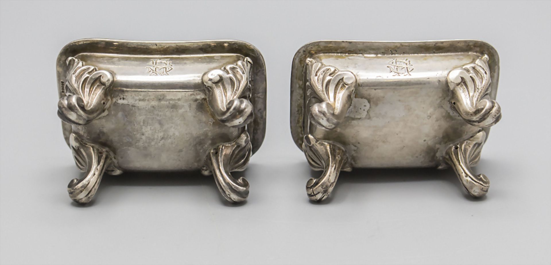 Paar Doppelsalieren / A pair of silver double open salt cellars, Odiot, Paris, um 1900 - Bild 4 aus 9