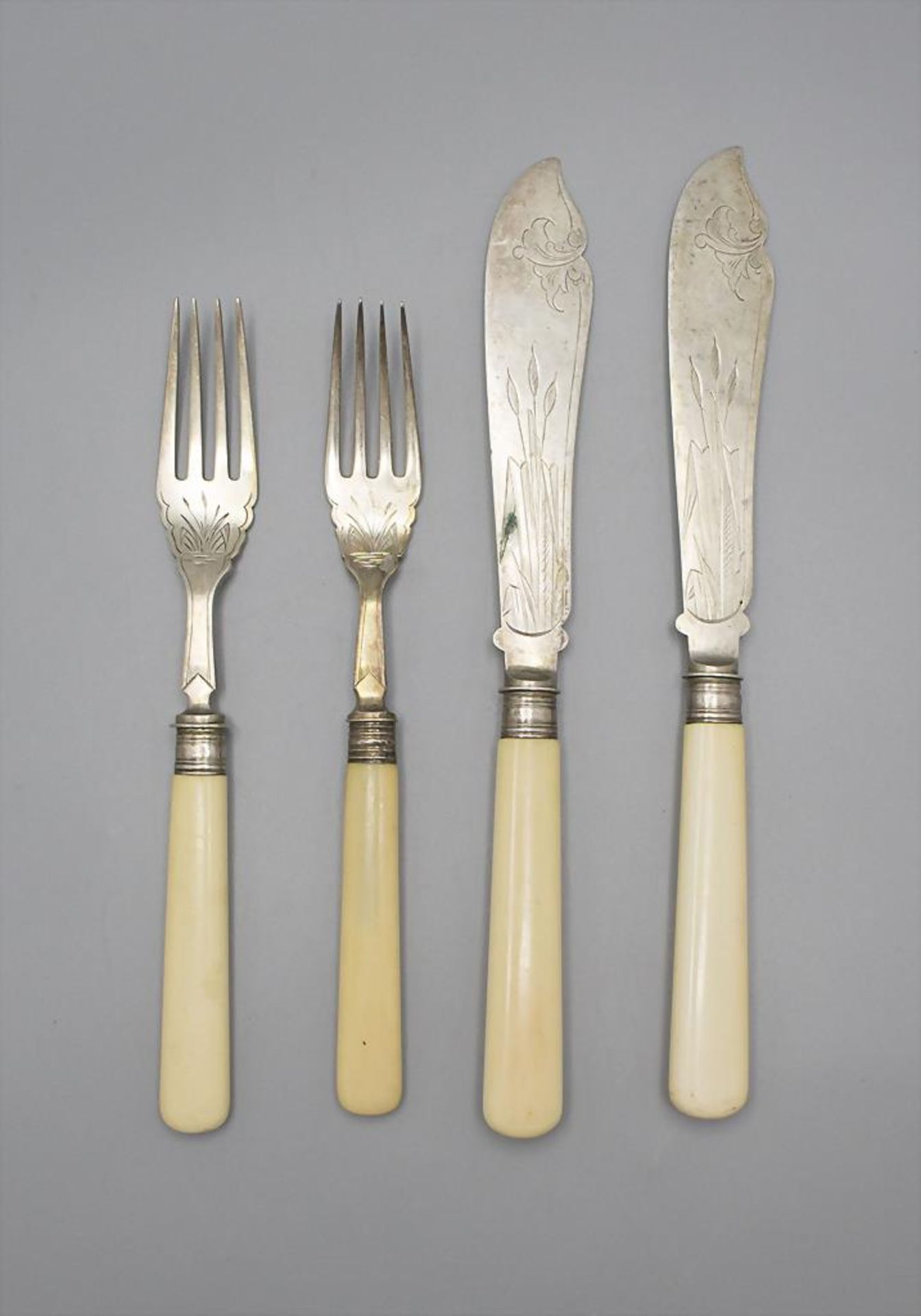 Fischbesteck / A silver fish cutlery, deutsch, um 1890