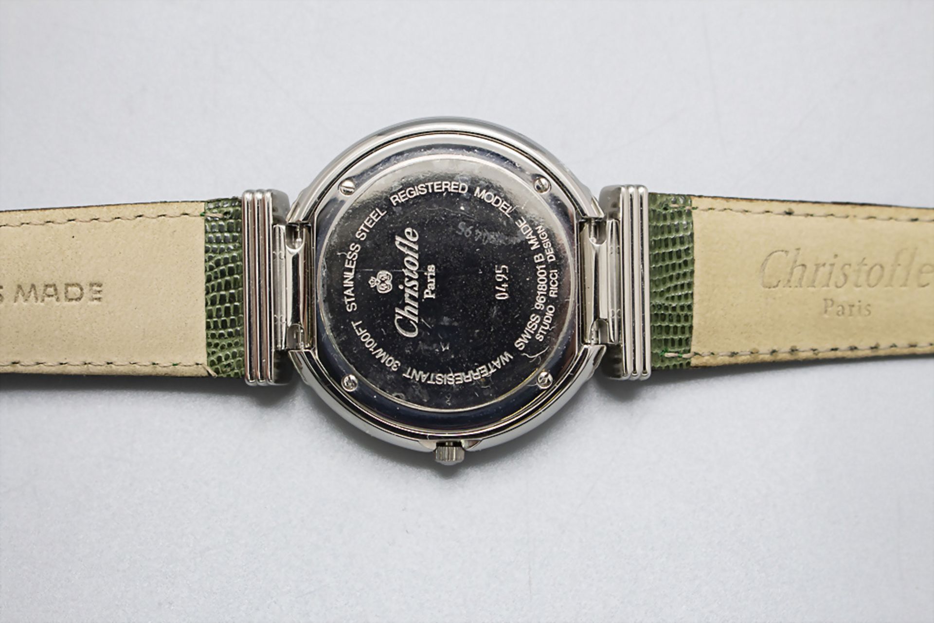 Herrenarmbanduhr / A steel and 18 ct gold men's wristwatch, Christofle à Paris, Swiss / Schweiz - Bild 4 aus 7